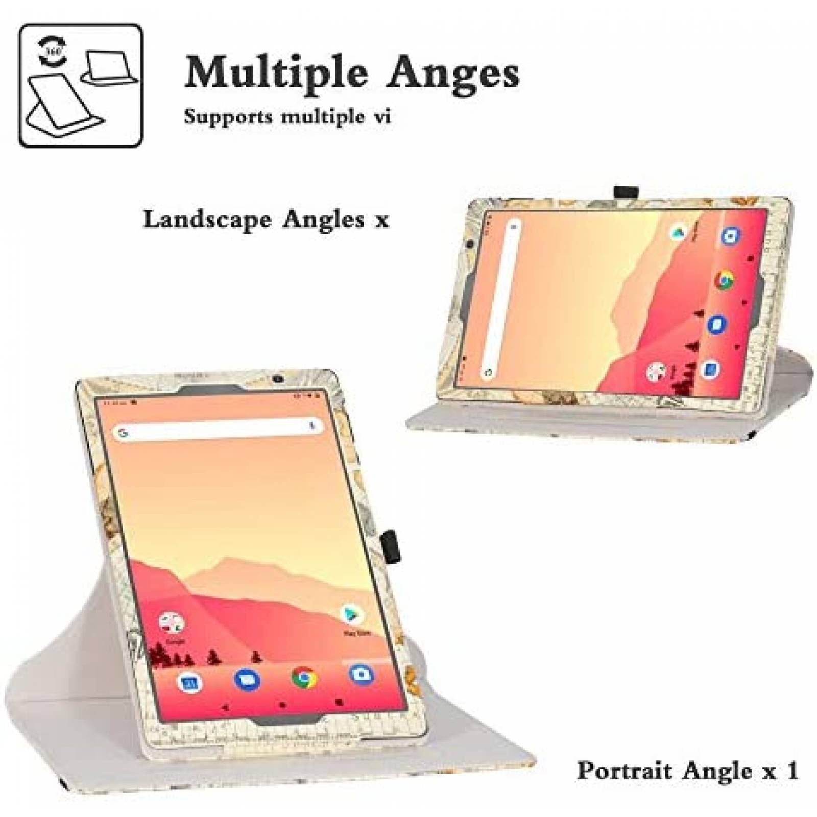 Funda Bige para Vankyo MatrixPad S20 10'' Mapa Mundi -Blanco