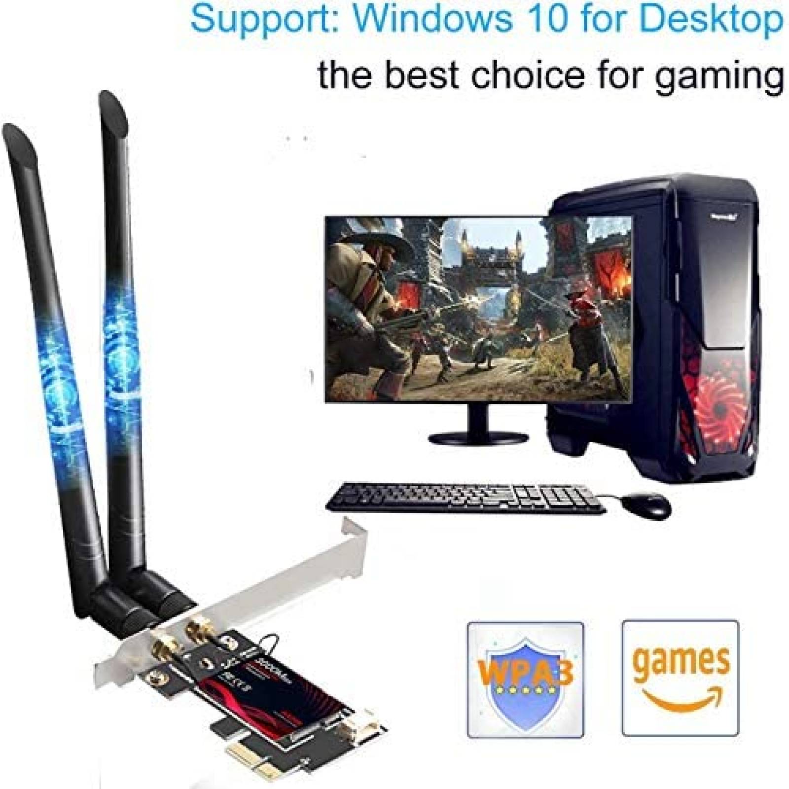 Tarjeta de Red WIfi TEROW ROW076 3000Mbps Bluetooth -Negro