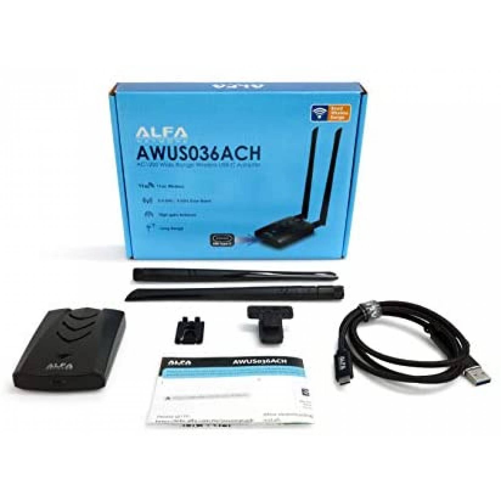 Adaptador Wifi ALFA NETWORK AWUS036ACH Largo alcance -negro