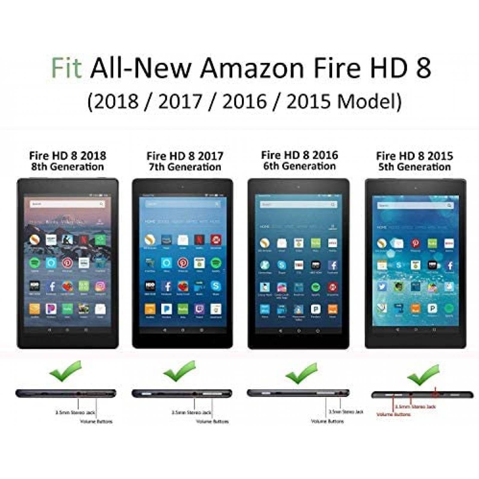 Funda Techcircle Compatible con Amazon Fire HD 8" -Blanco