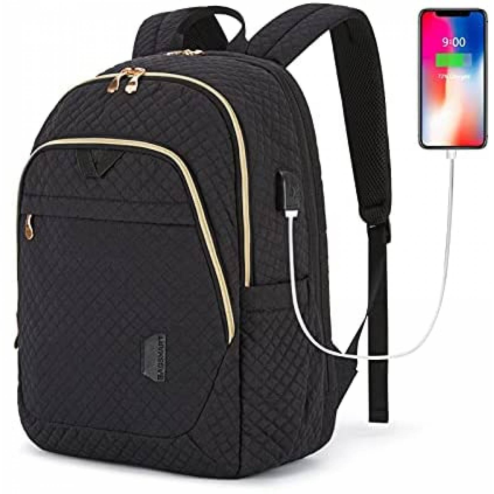 Mochila BAGSMART con puerto de carga USB 15.6" -Negro