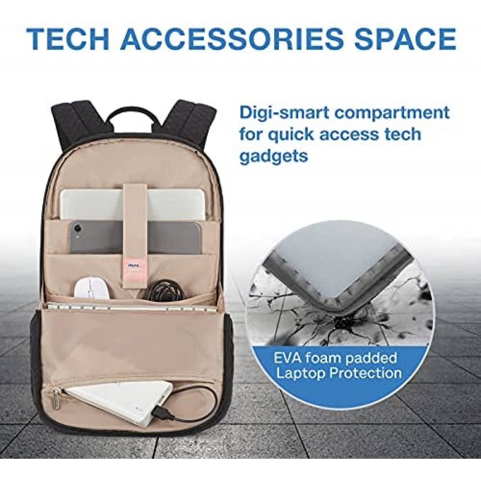 Mochila BAGSMART con puerto de carga USB 15.6" -Negro