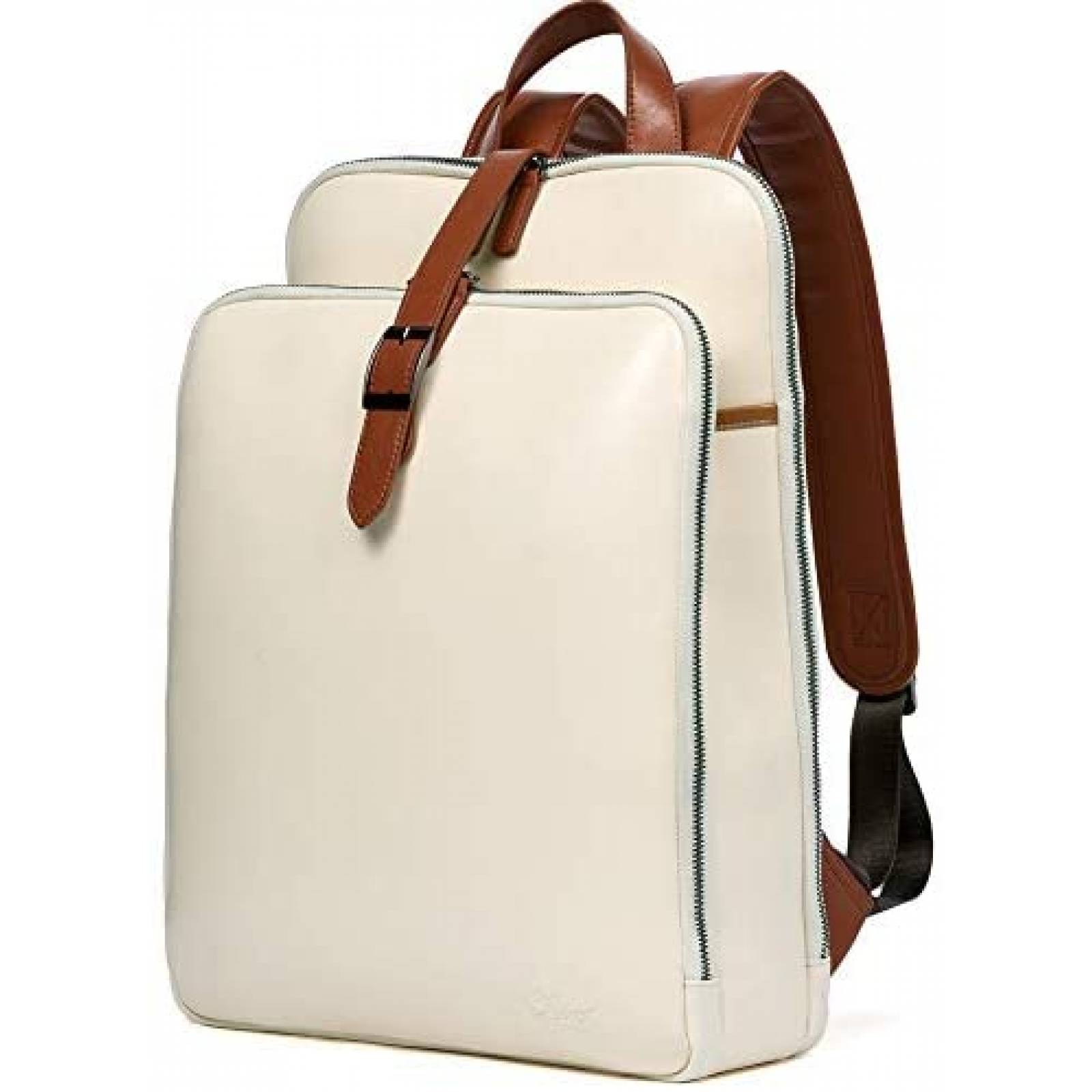 Mochila laptop CLUCI Vintage Larga 15.6" Trasera -Blanco