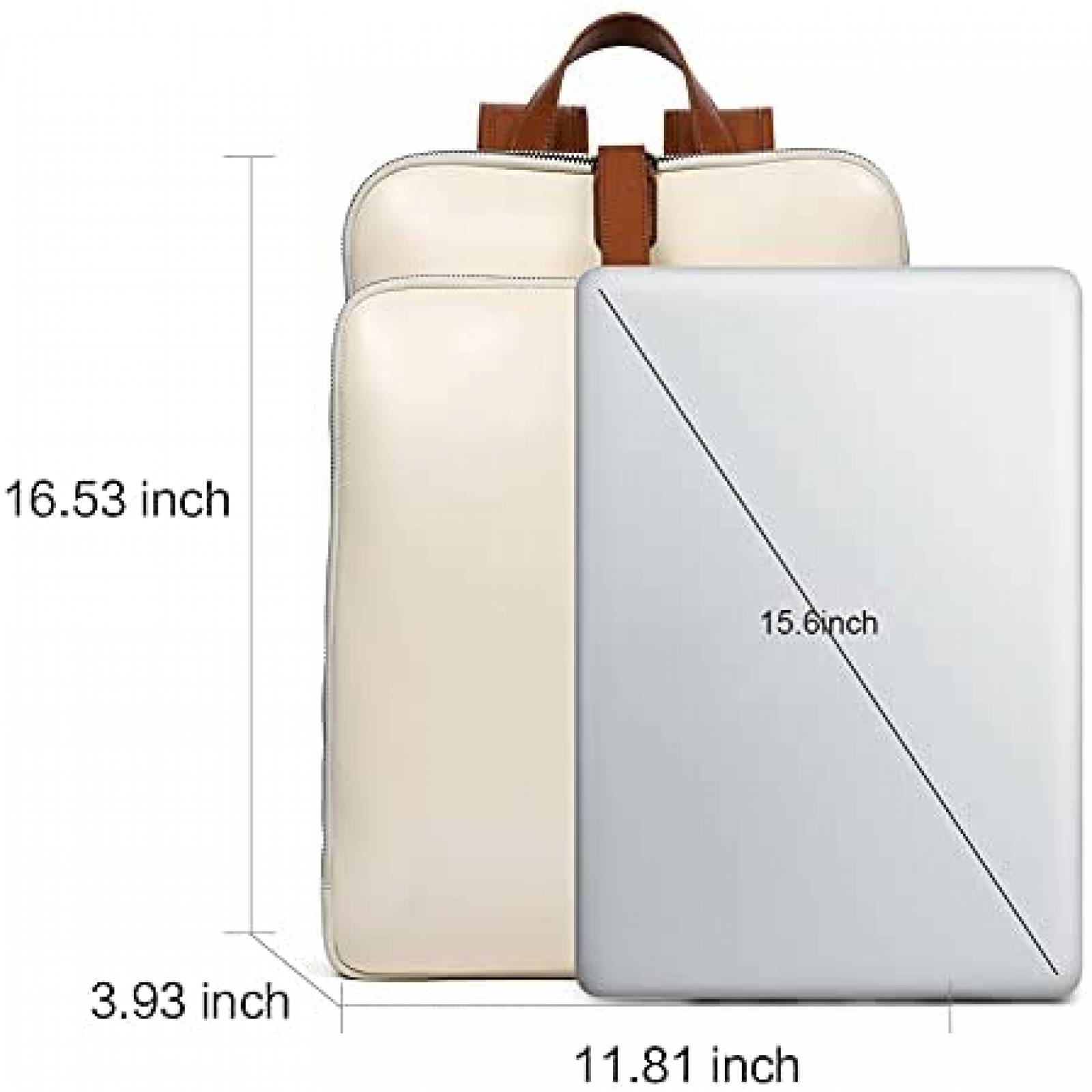 Mochila laptop CLUCI Vintage Larga 15.6" Trasera -Blanco