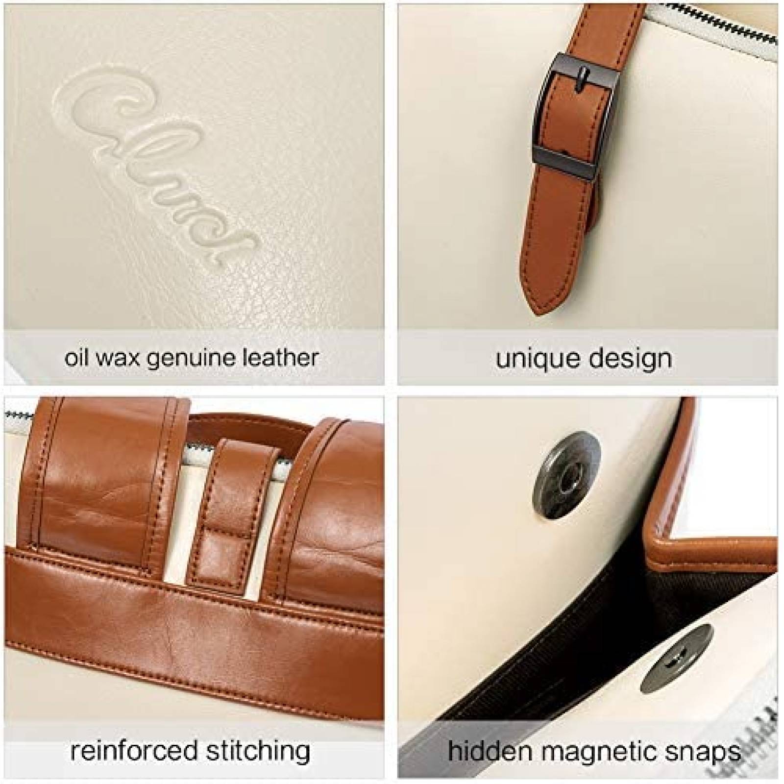 Mochila laptop CLUCI Vintage Larga 15.6" Trasera -Blanco