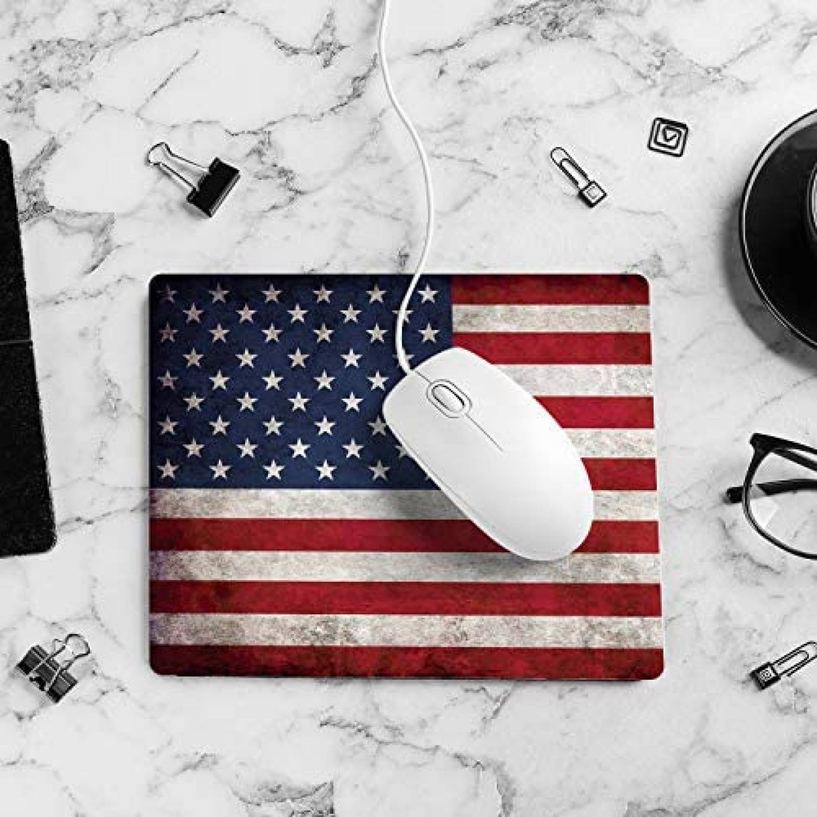 MousePad ROLEES Bandera USA HD Rectangular Escritorio -Rojo