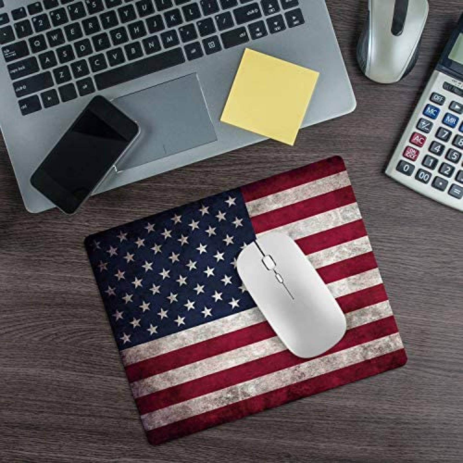 MousePad ROLEES Bandera USA HD Rectangular Escritorio -Rojo