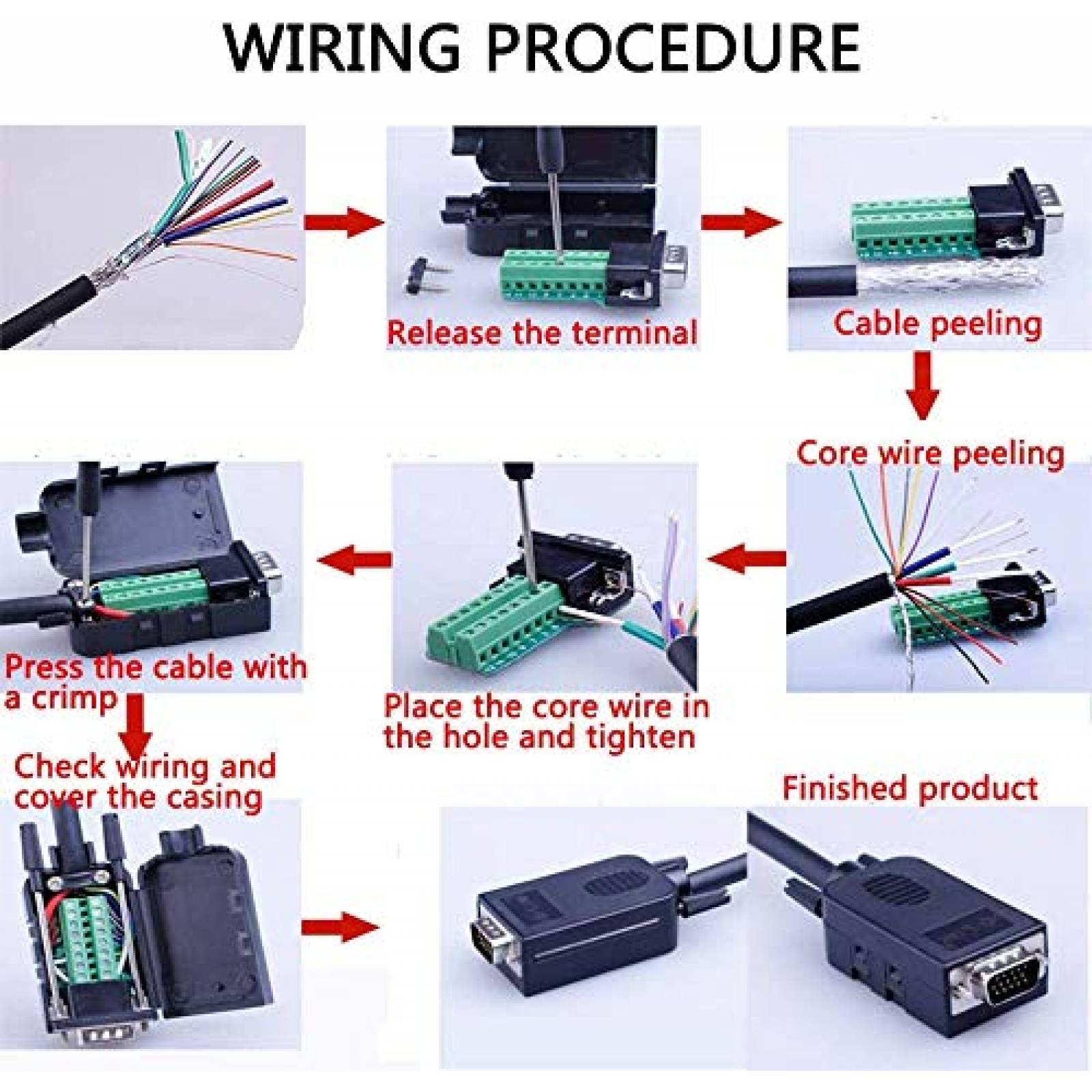 Pack conector VGA Jienk DB15 x4 macho/hembra 15pin -Negro