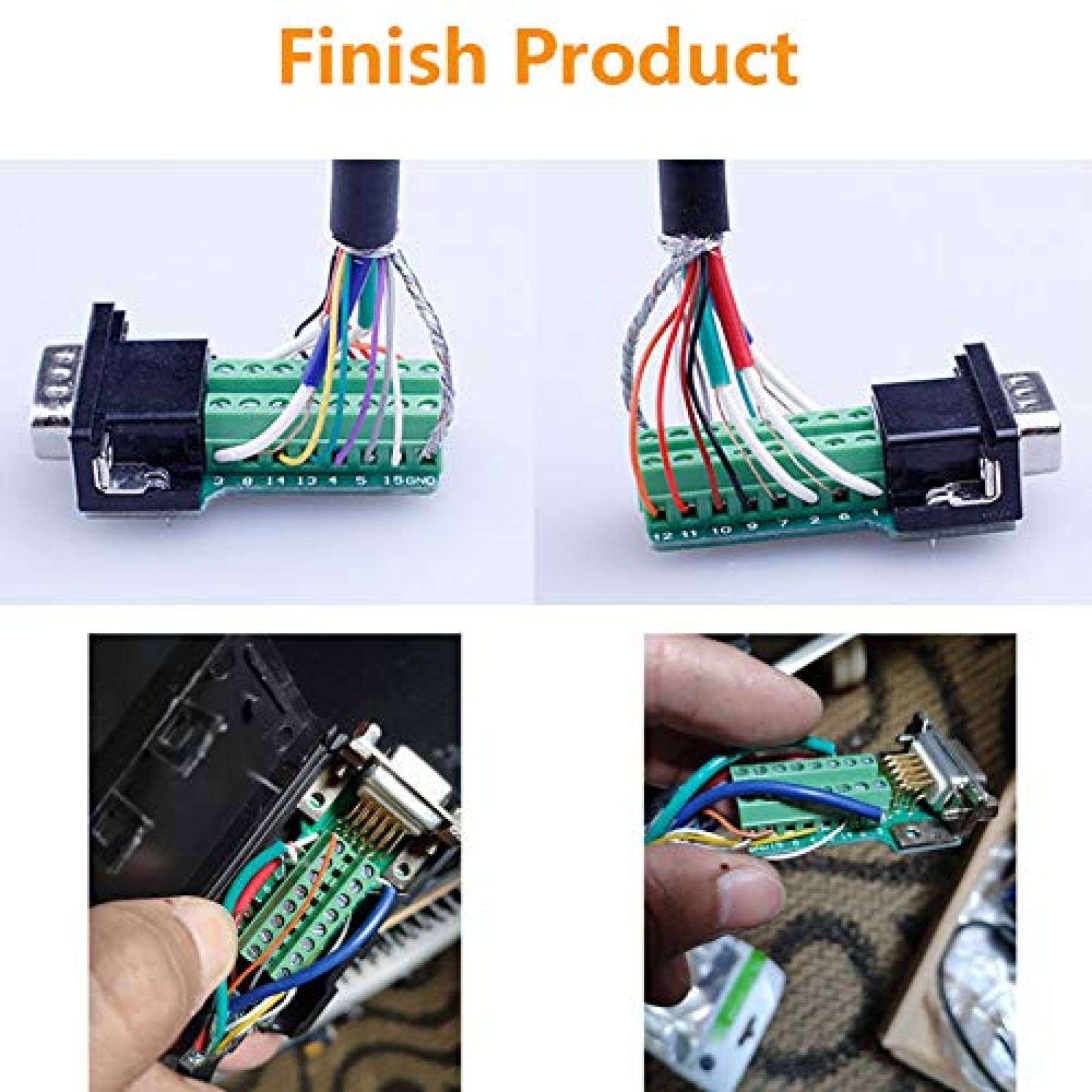 Pack conector VGA Jienk DB15 x4 macho/hembra 15pin -Negro