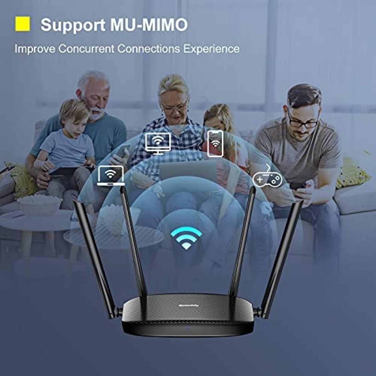 Router Speedefy AC1200 Wi-Fi MU-MIMO Control Parental -Negro