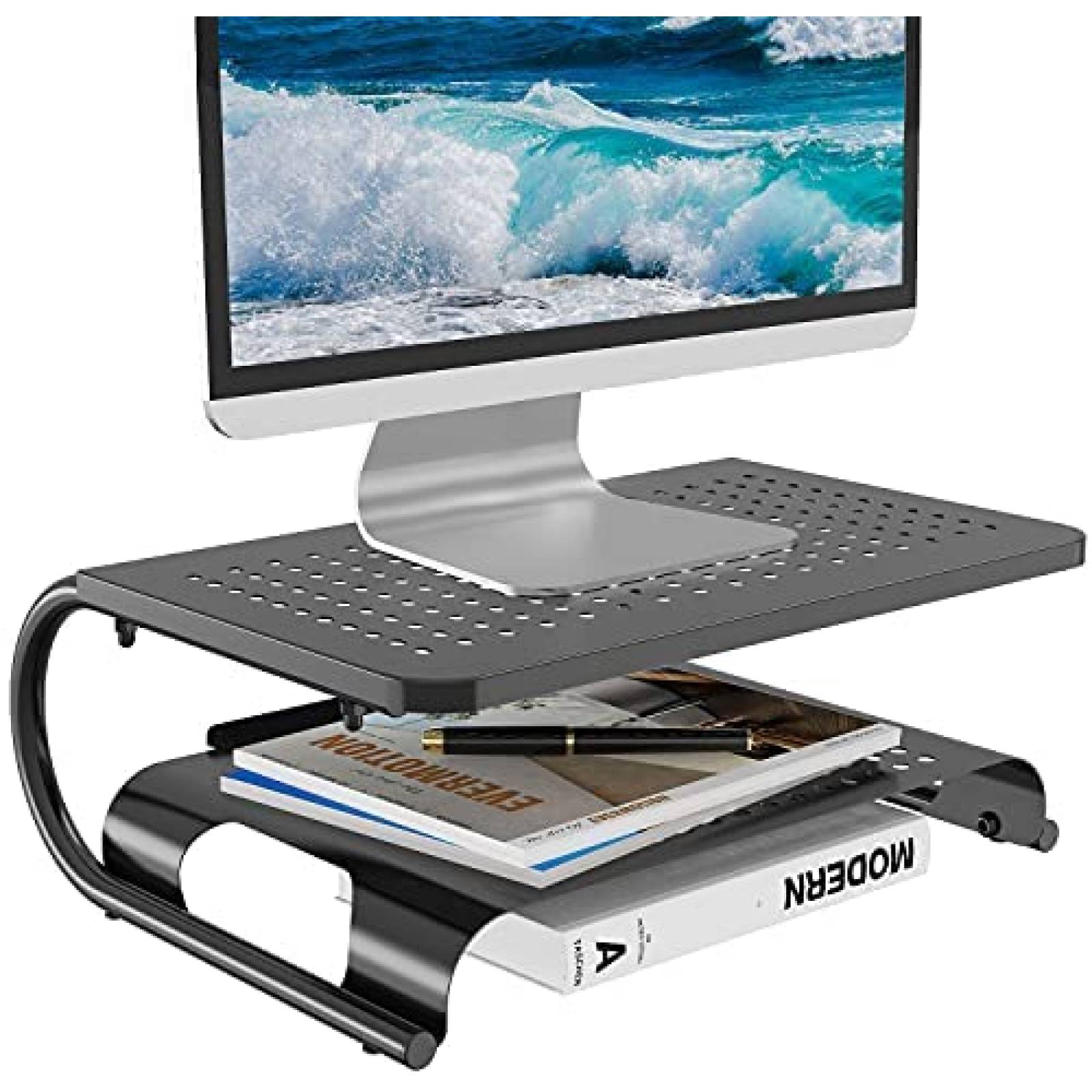 Soporte de escritorio para monitor WALI vertical 2 niveles