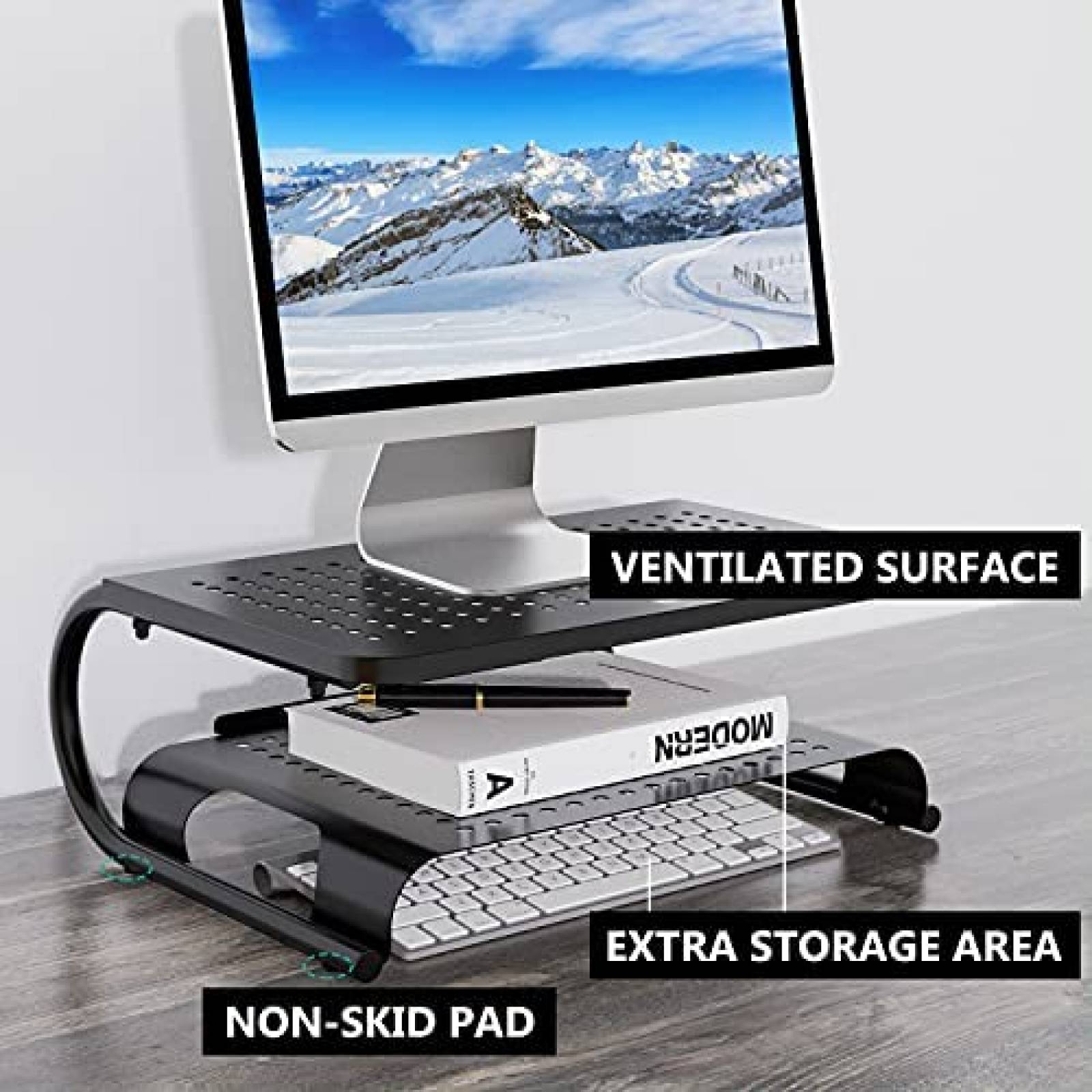 Soporte de escritorio para monitor WALI vertical 2 niveles