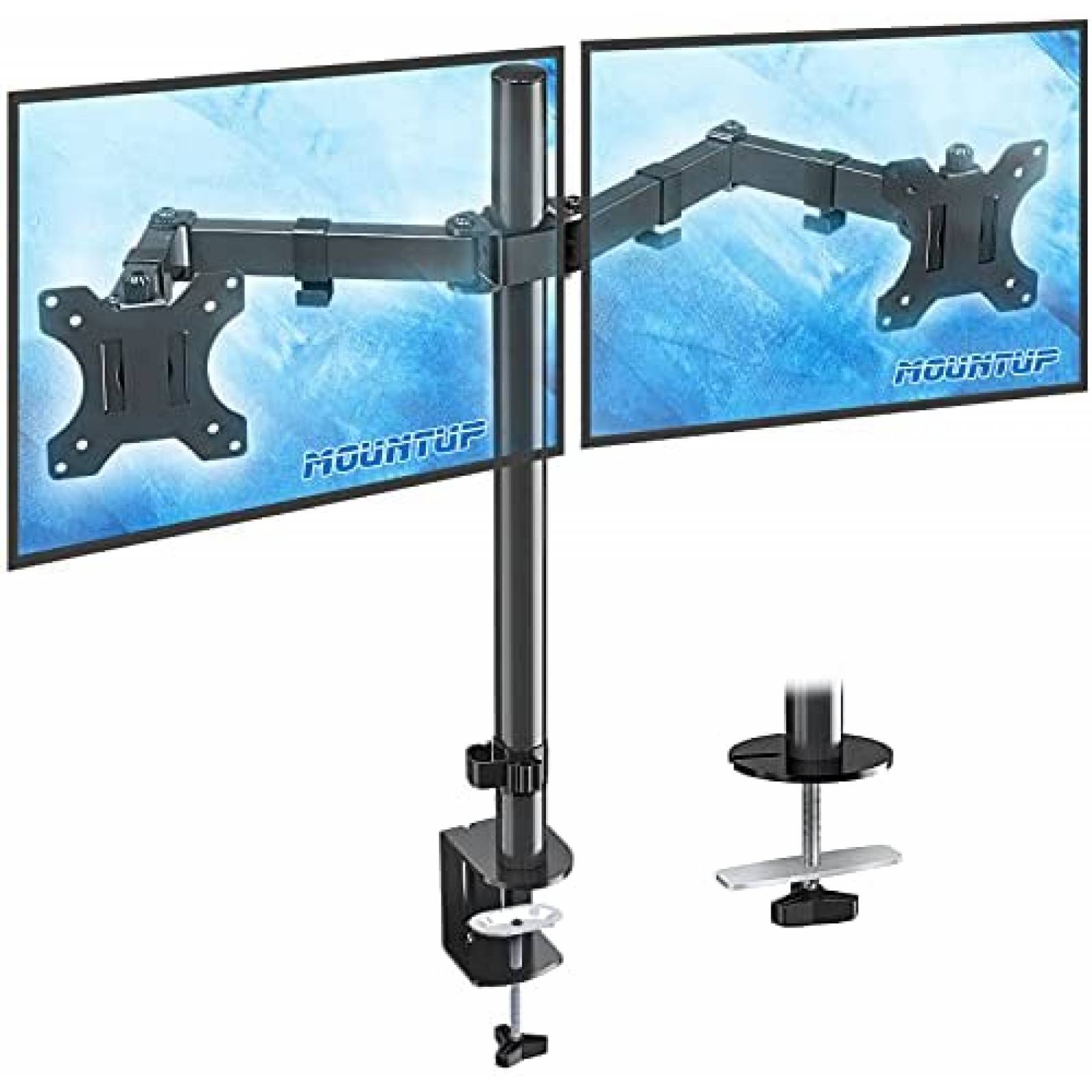 Soporte Monitor MOUNTUP Doble Brazo 27" LCD -Negro