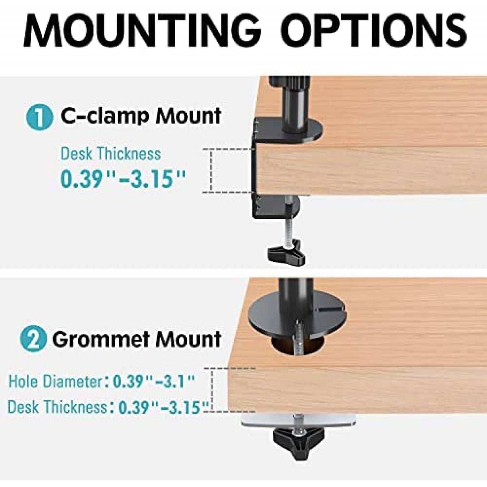 Soporte Monitor MOUNTUP Doble Brazo 27" LCD -Negro