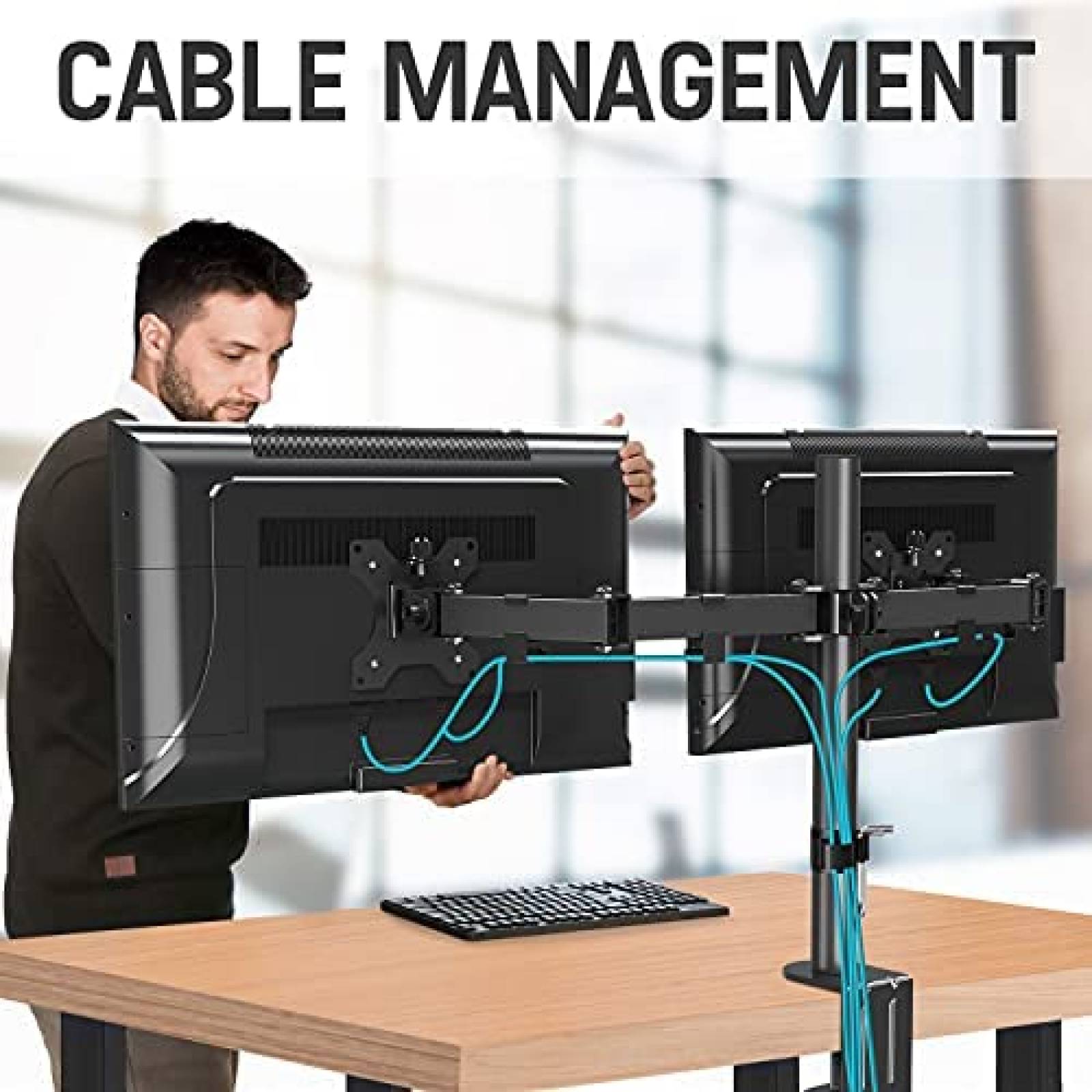 Soporte Monitor MOUNTUP Doble Brazo 27" LCD -Negro