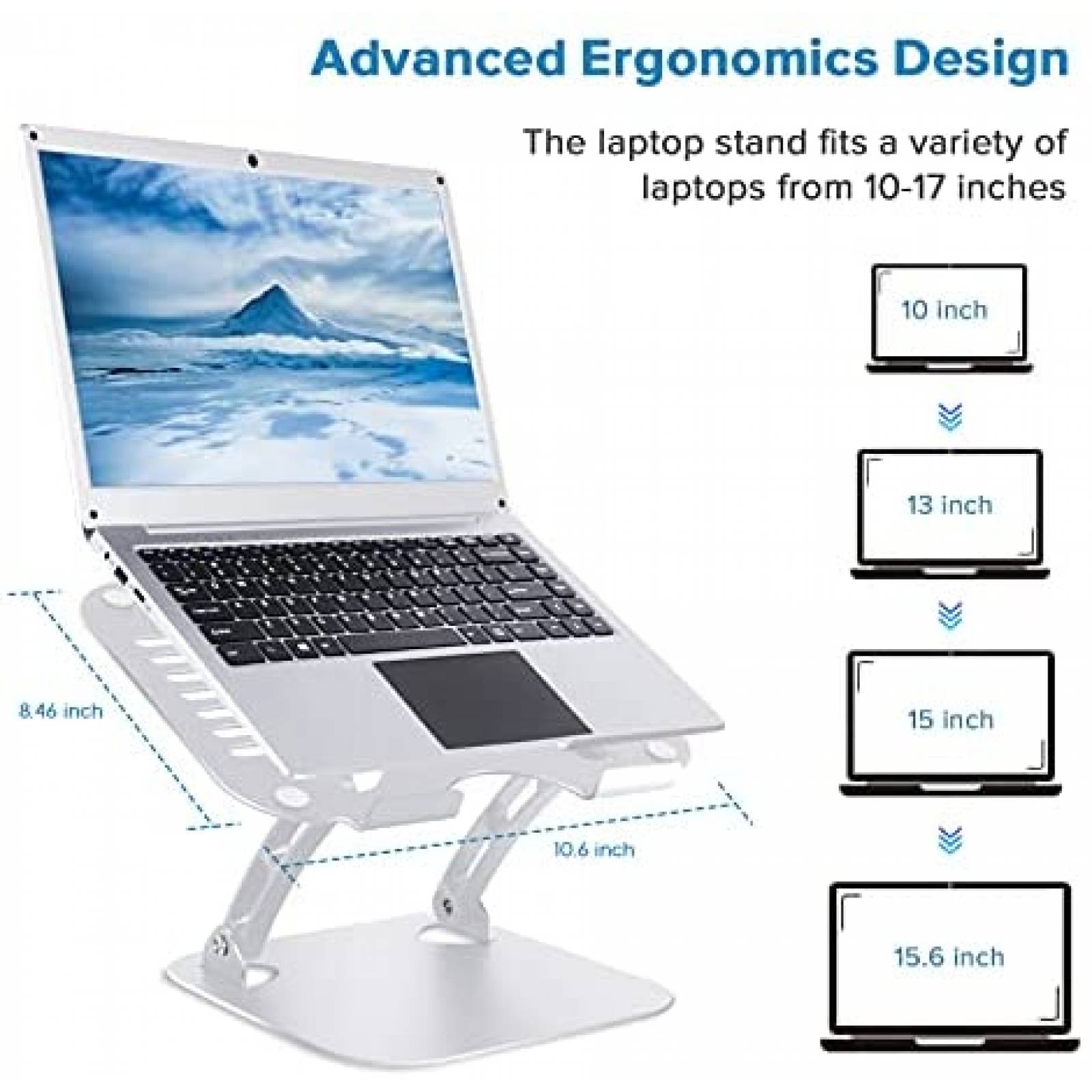 Soporte WONNIE Para Laptop 10-17'' Ergonomico -Plateado