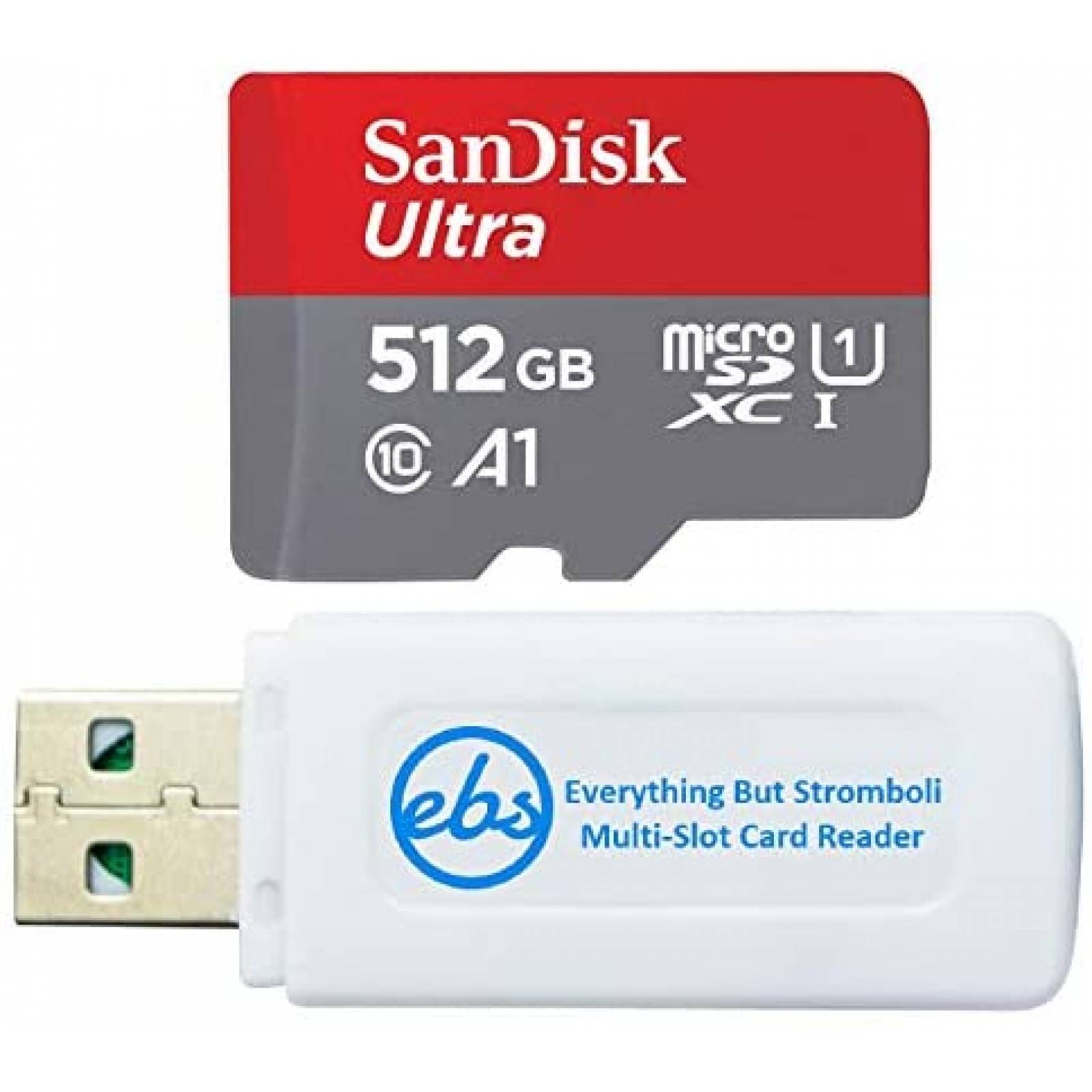 Tarjeta Micro SD SanDisk Clase 10 512GB + Lector -Rojo