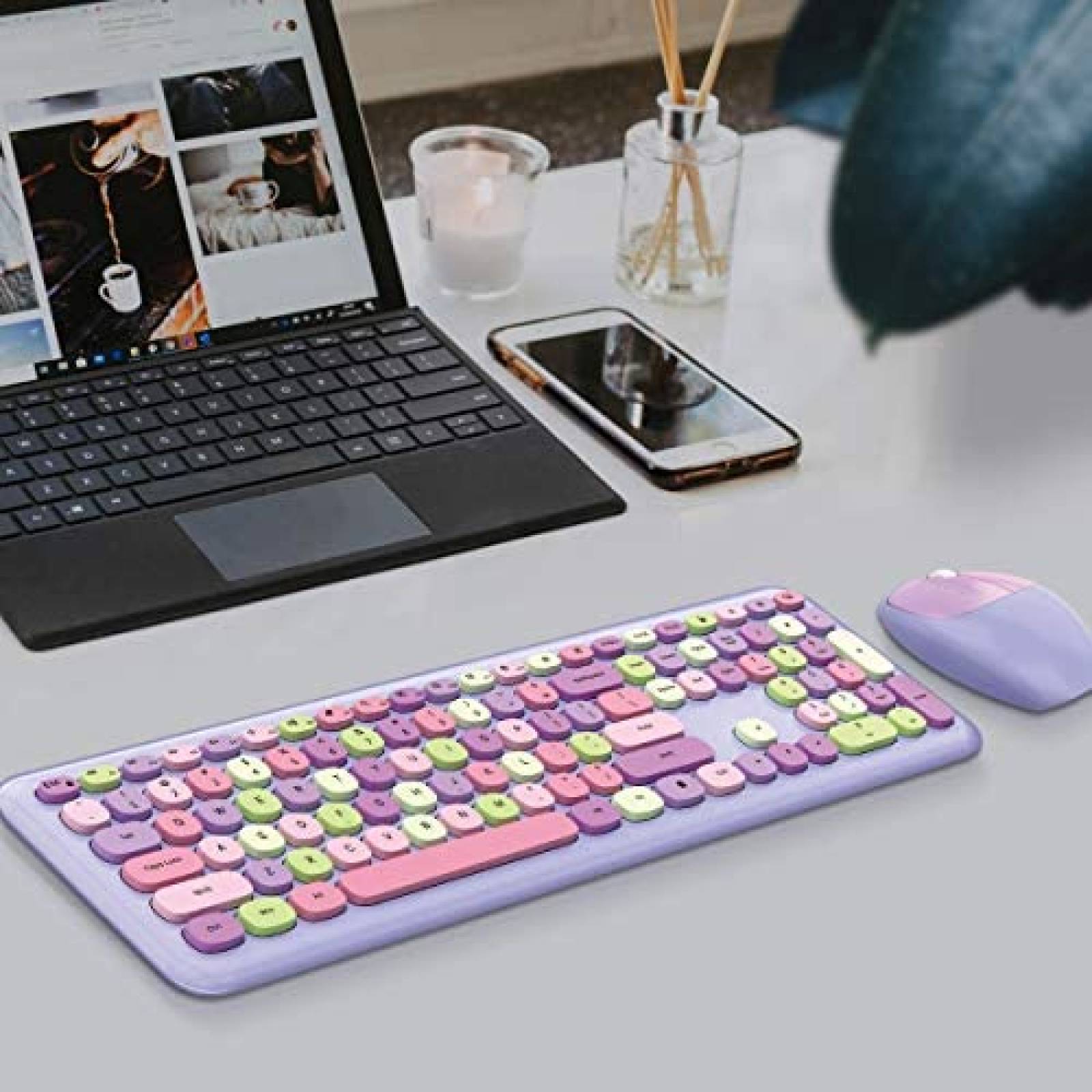Teclado MOFII Colorido 2.4G USB Inalambrico -Morado