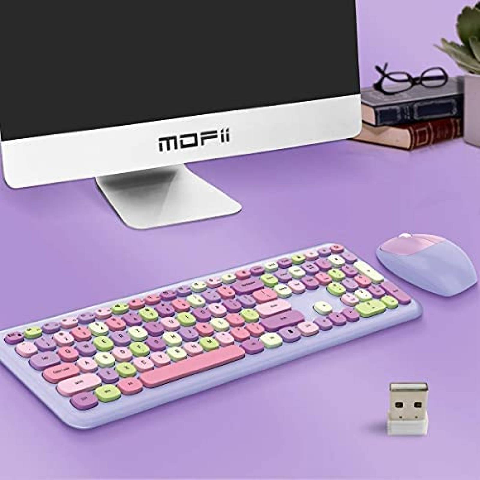 Teclado MOFII Colorido 2.4G USB Inalambrico -Morado