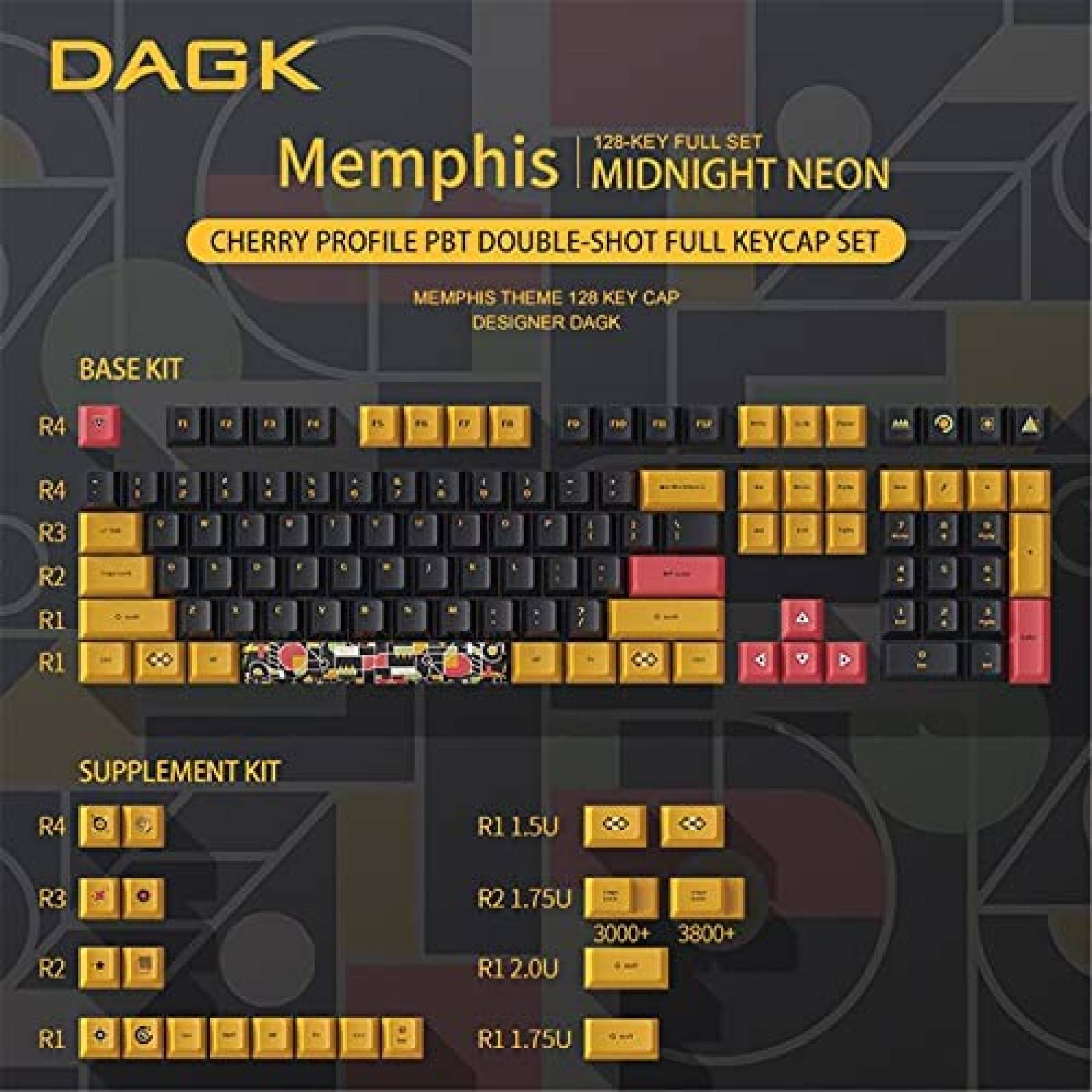 Teclas para Teclado Mecanico DAGK Memphis 128 Pzs -Negro