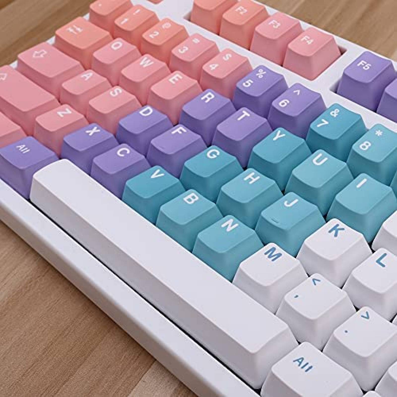 Teclas Sumgsn PBT arcoiris 124 teclas para teclado -Rosa