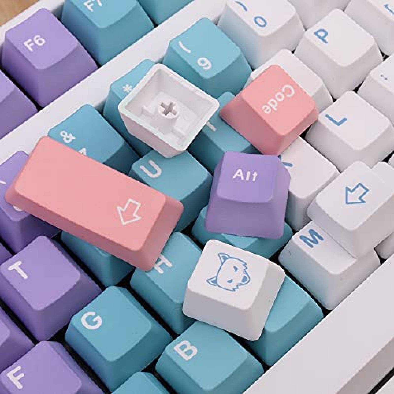 Teclas Sumgsn PBT arcoiris 124 teclas para teclado -Rosa