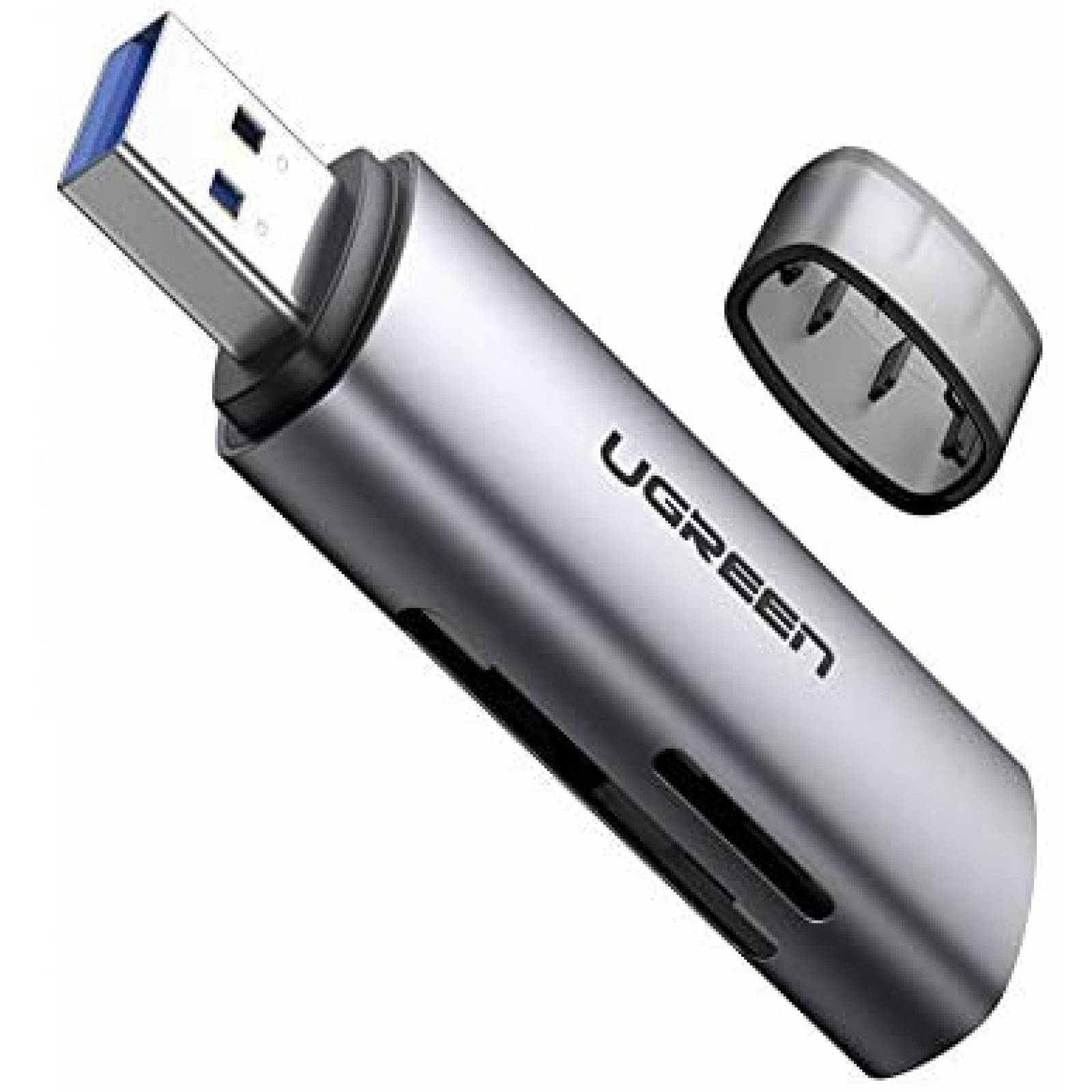 Lector de tarjetas SD UGREEN para USB 3.0 ranura doble -Gris