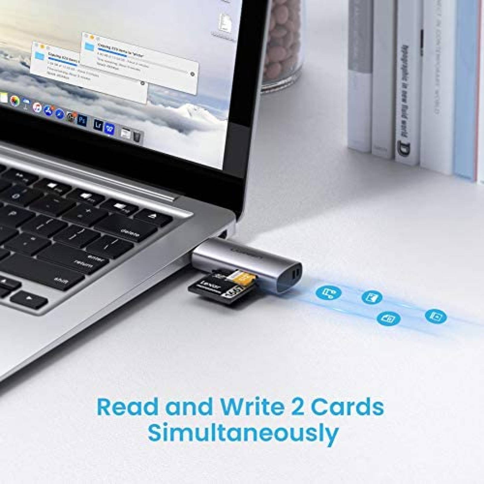 Lector de tarjetas SD UGREEN para USB 3.0 ranura doble -Gris