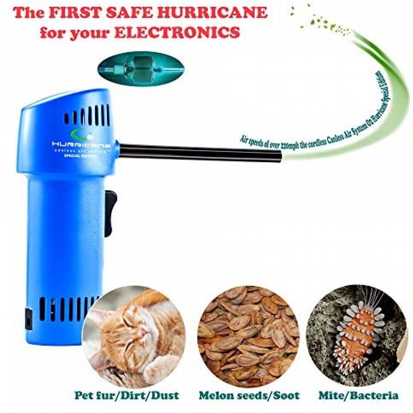 Limpiador de Aire Comprimido The O2 Hurricane 220+ -Azul