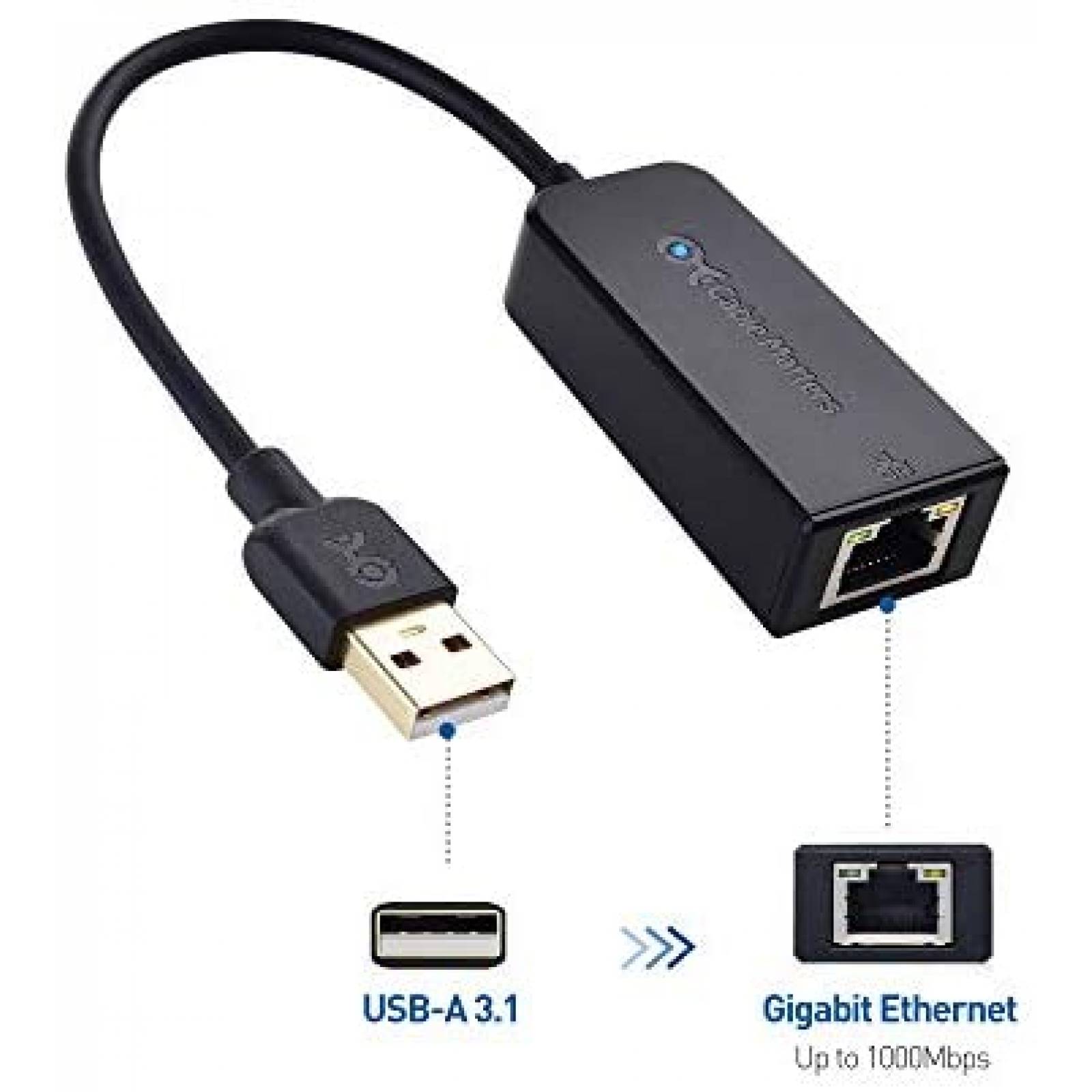 Adaptador Cable Matters USB-Ethernet 10/100/1000 Mbps -Negro