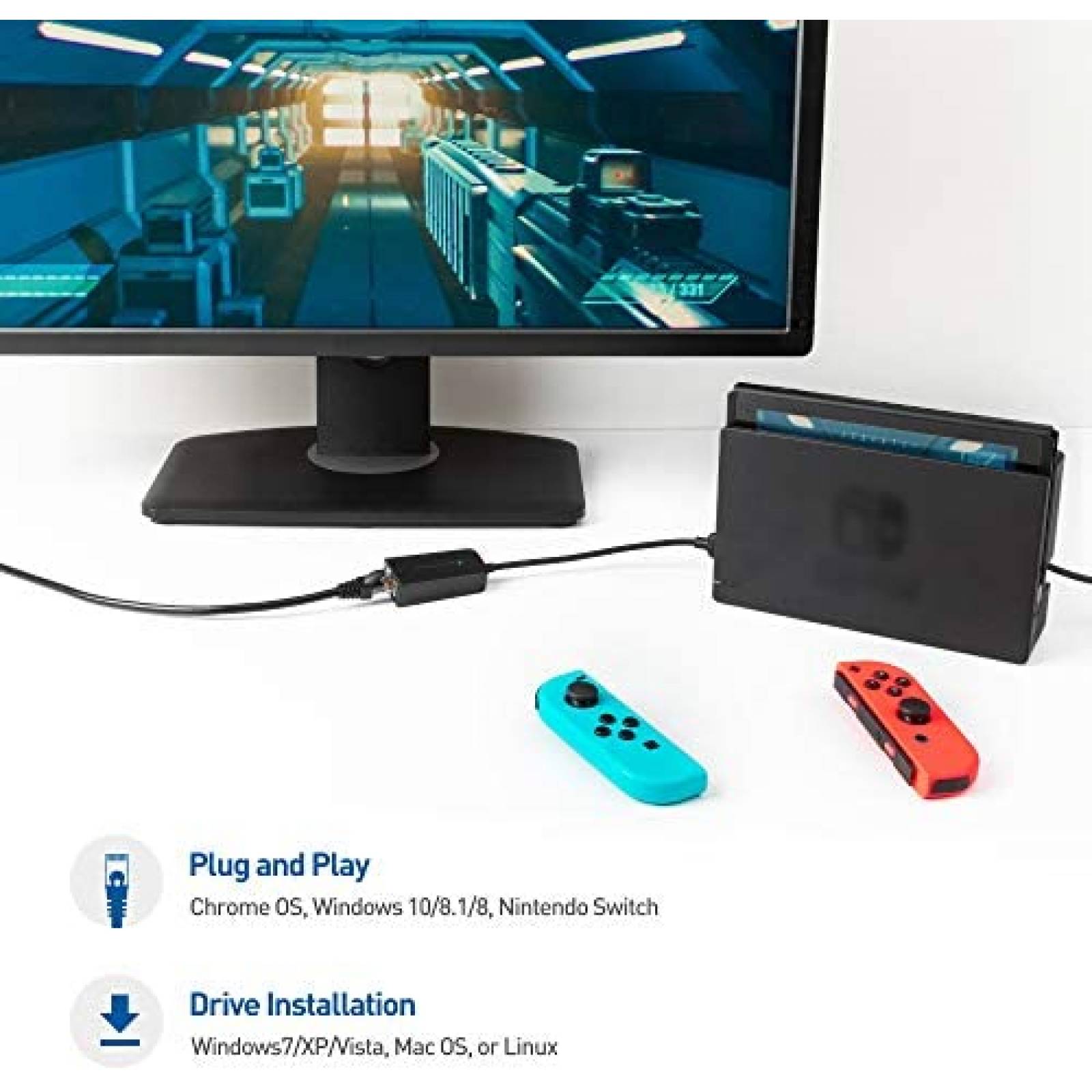 Adaptador Cable Matters USB-Ethernet 10/100/1000 Mbps -Negro