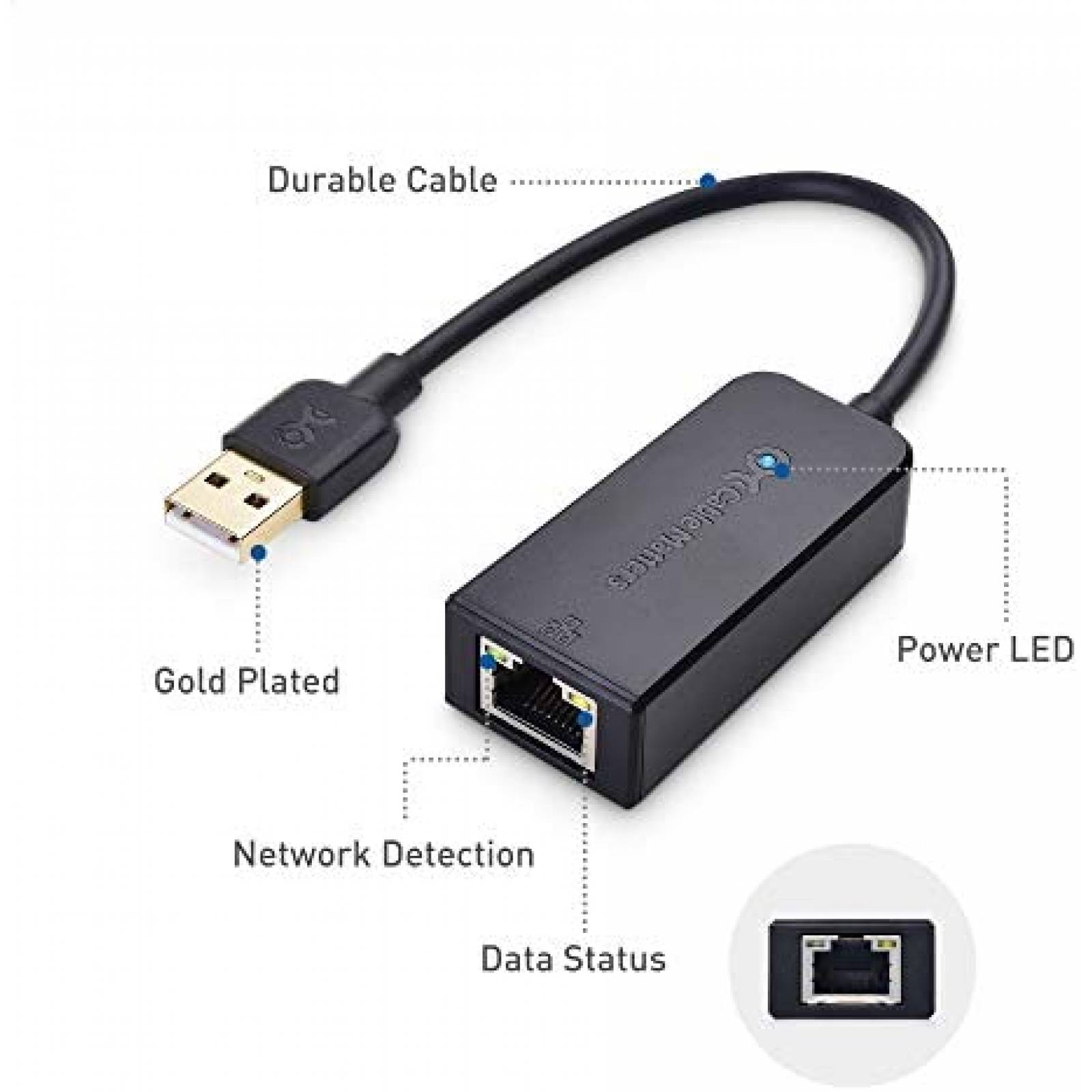 Adaptador Cable Matters USB-Ethernet 10/100/1000 Mbps -Negro