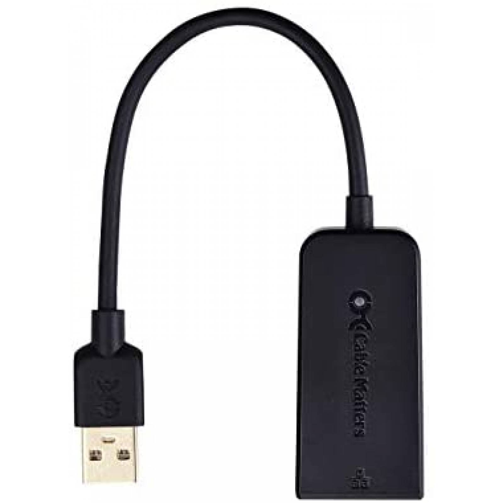 Adaptador Cable Matters USB-Ethernet 10/100/1000 Mbps -Negro