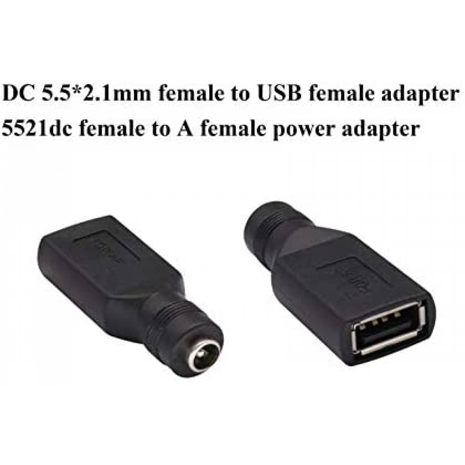 Adaptador USB AAOTOKK Hembra-DC 5V Cargador -Negro