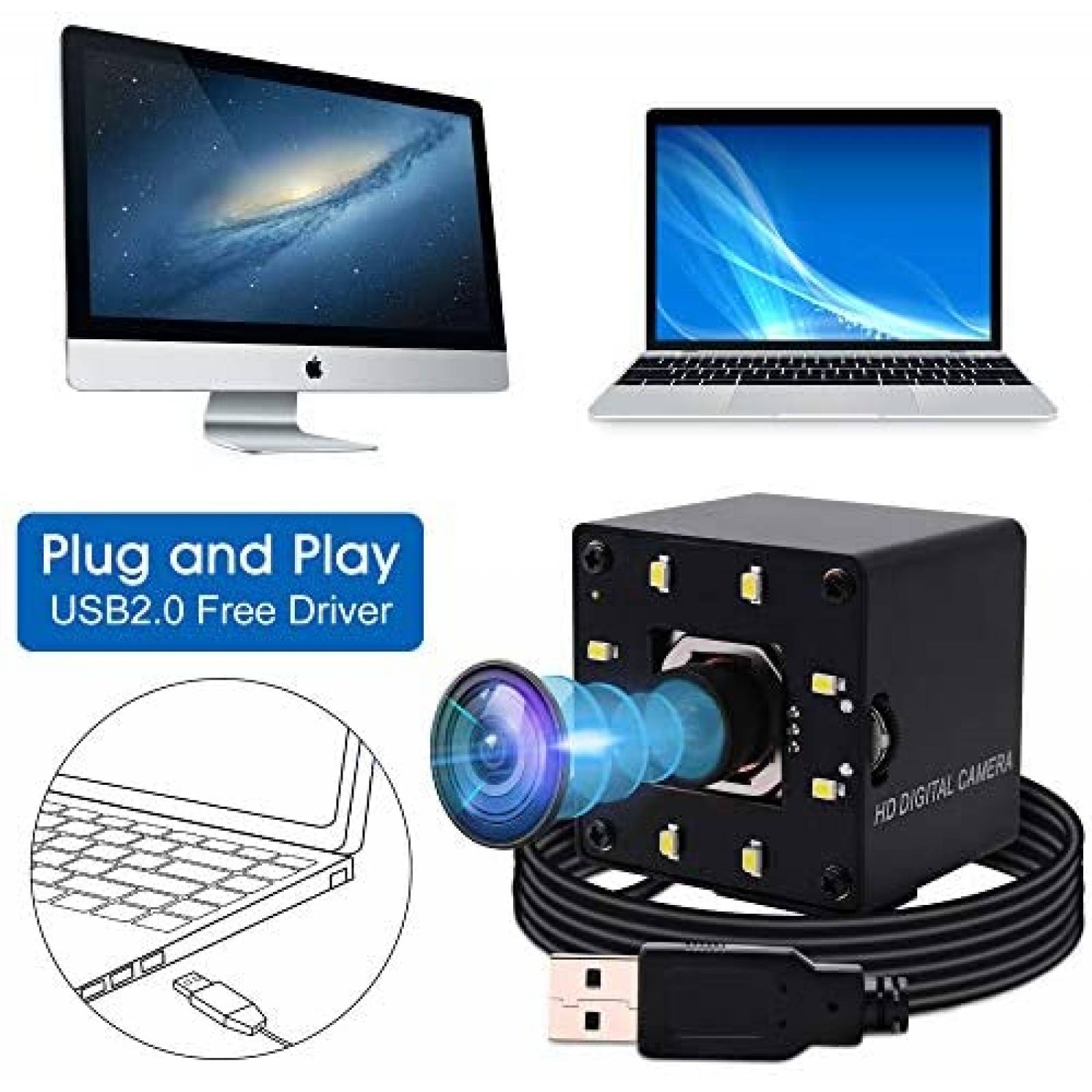 Camara Web IEights HD 4K Con Audio Autoenfoque 2160p -Negro