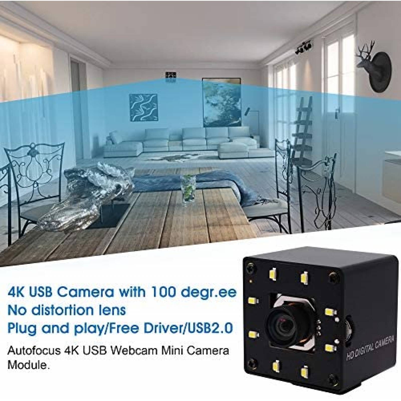 Camara Web IEights HD 4K Con Audio Autoenfoque 2160p -Negro