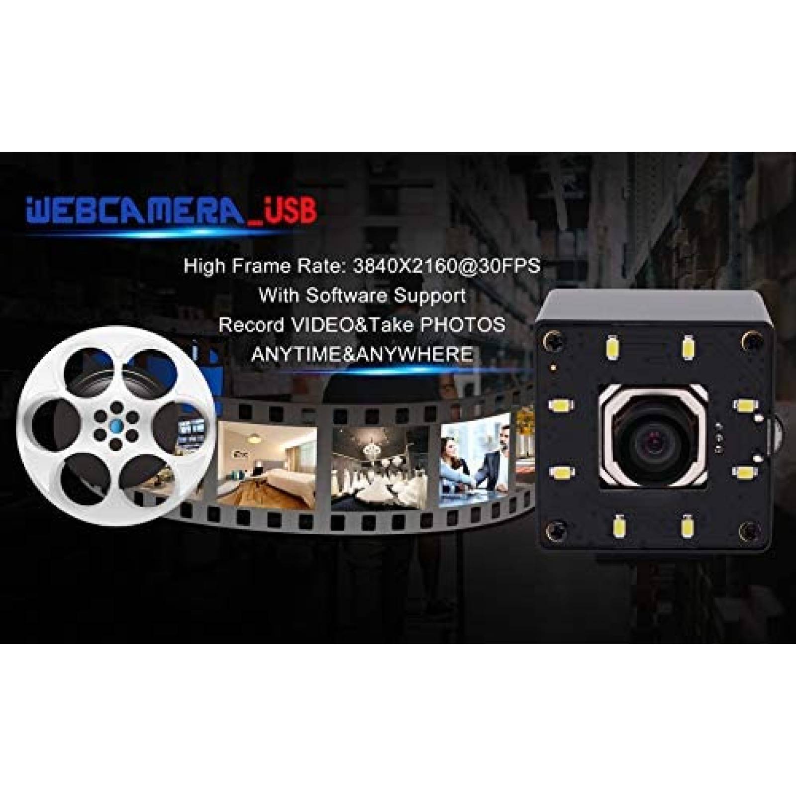 Camara Web IEights HD 4K Con Audio Autoenfoque 2160p -Negro