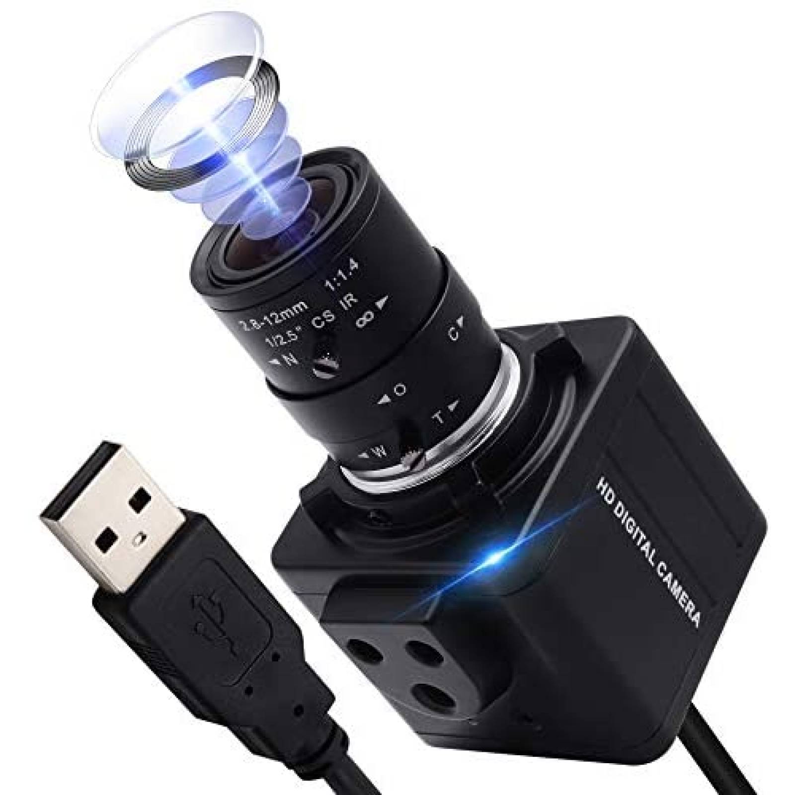 Camara web USB ALPCAM 2160P 4K 5X 2.8-12mm varifocal -Negro