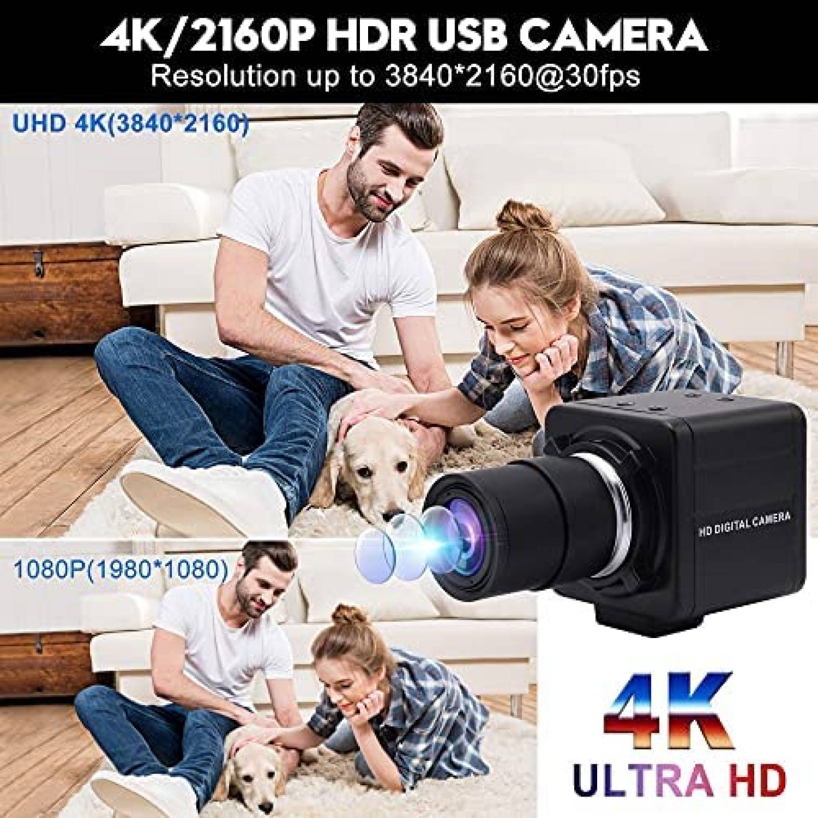 Camara web USB ALPCAM 2160P 4K 5X 2.8-12mm varifocal -Negro