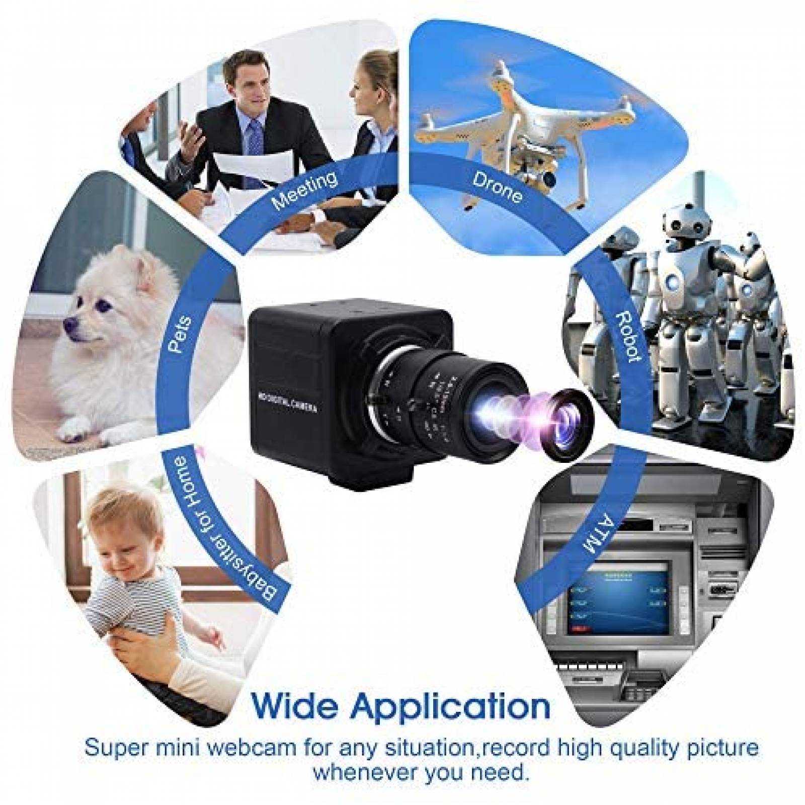 Camara web USB ALPCAM 2160P 4K 5X 2.8-12mm varifocal -Negro