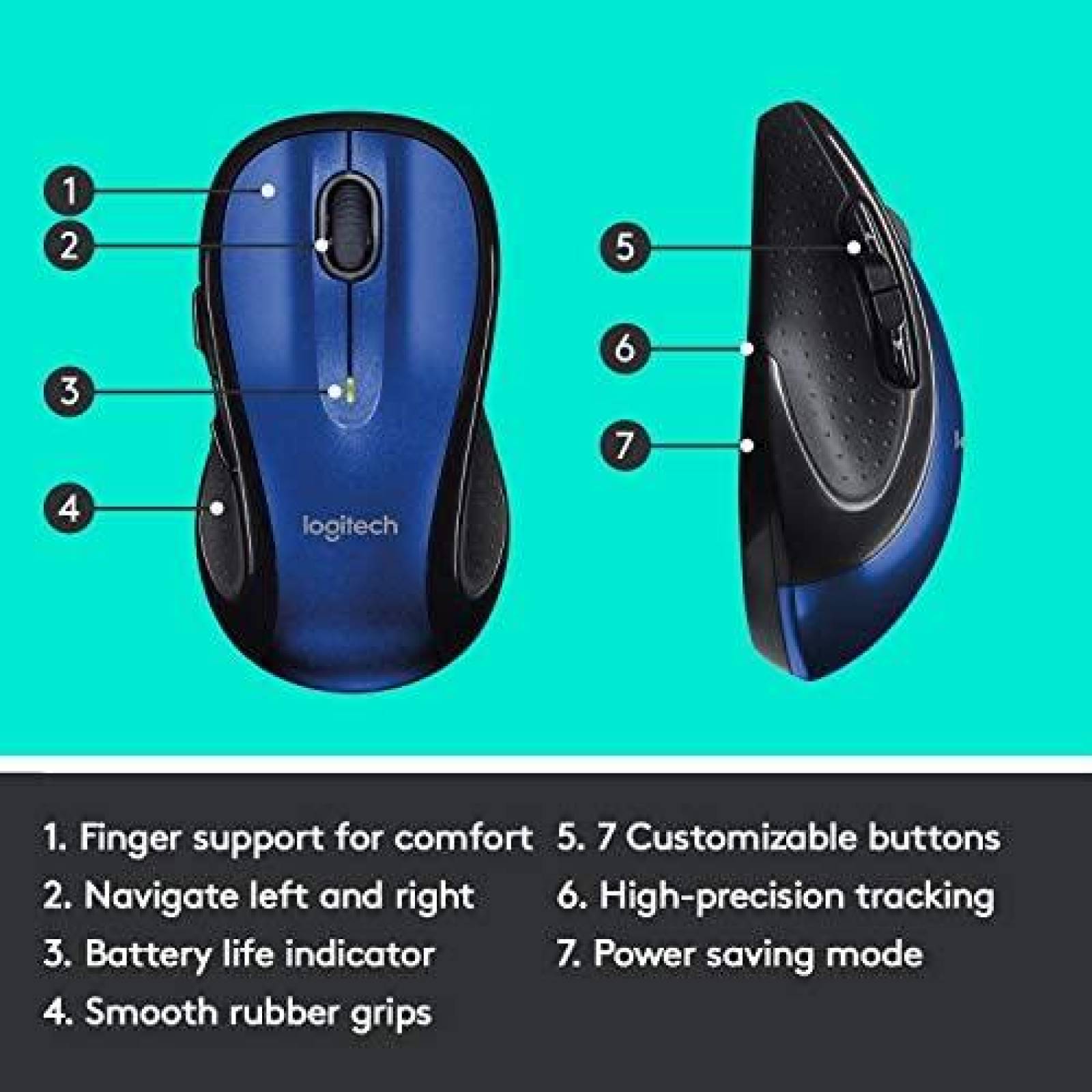 Mouse Logitech M510 Inalambrico con Receptor USB - Azul