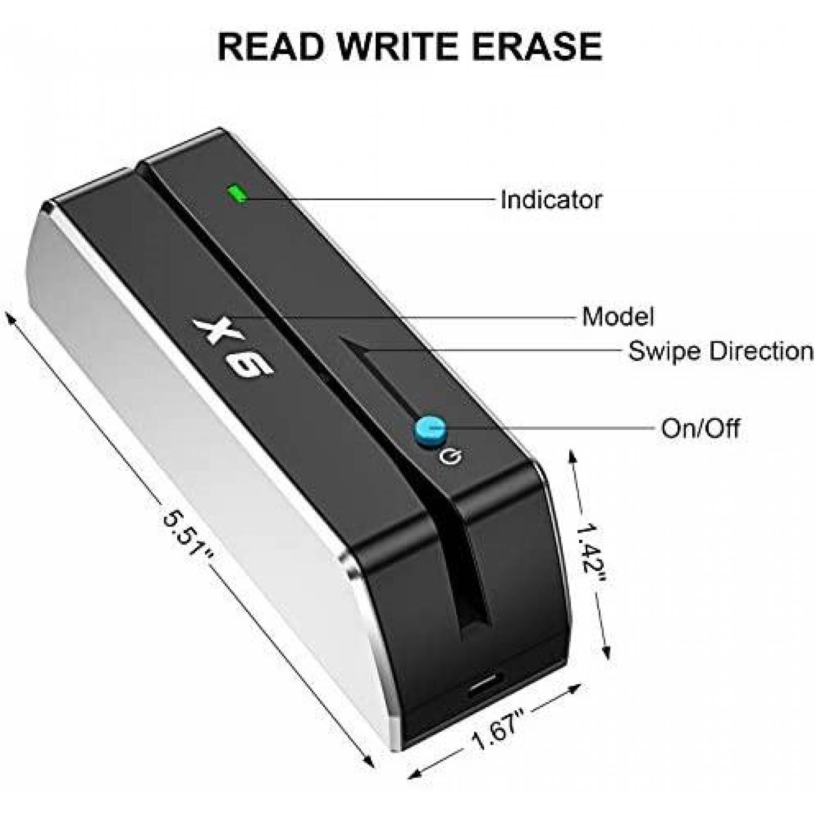 Lector deTarjetas HZGOTech X6 Codificador con Cable USB