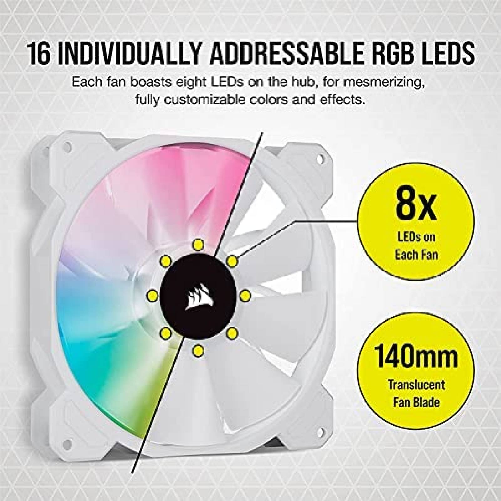 Ventilador CORSAIR iCUE SP140 Doble 140mm LED RGB -Blanco
