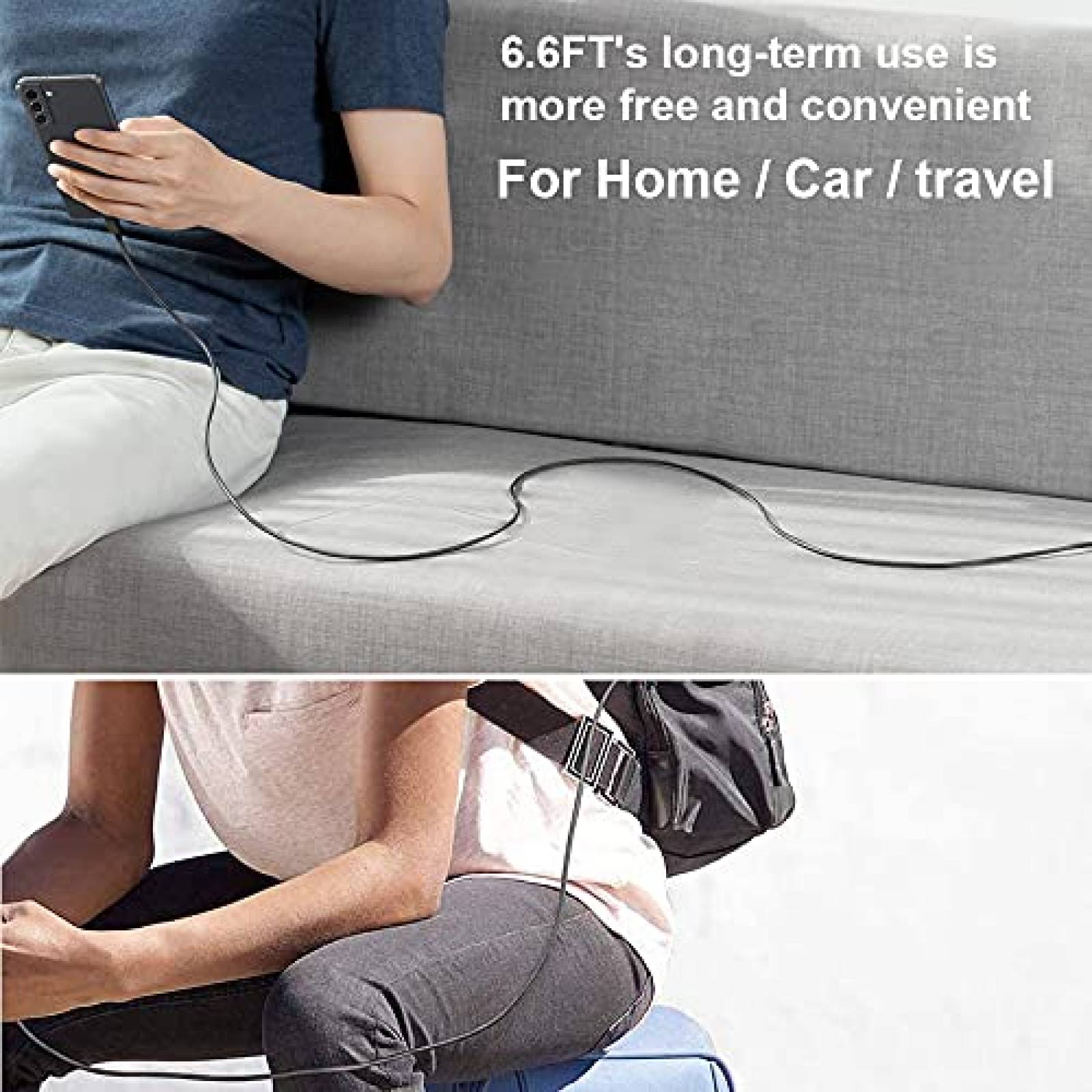 Cable Cargador CLZWiiN 2 Pzs 6.6ft USB C a USB C -Negro