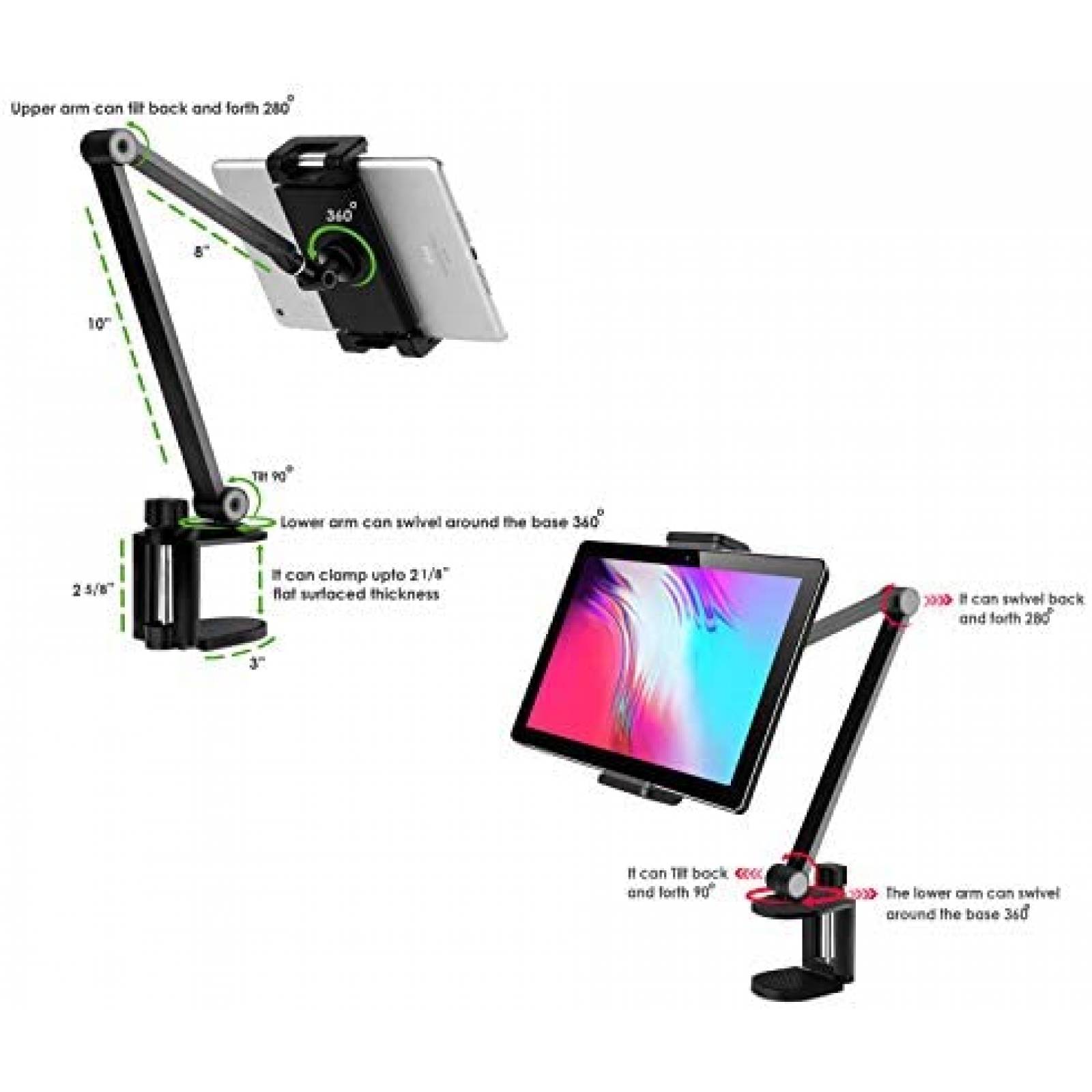 Soporte tablet MagicHold Brazo 12.9" Compatible -Negro