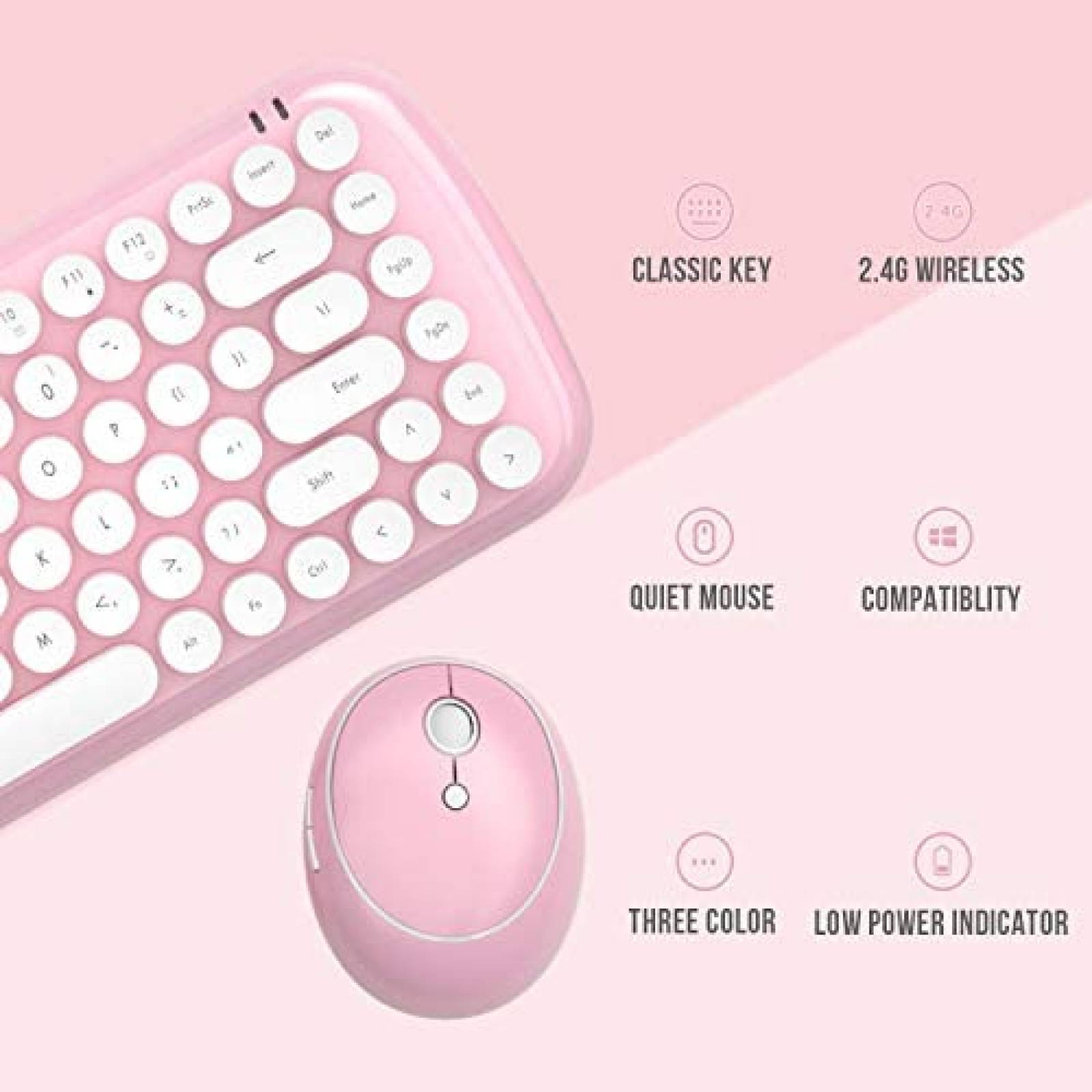 Teclado SADES Retro 84 Teclas Inalambrico 2.4G con Mouse