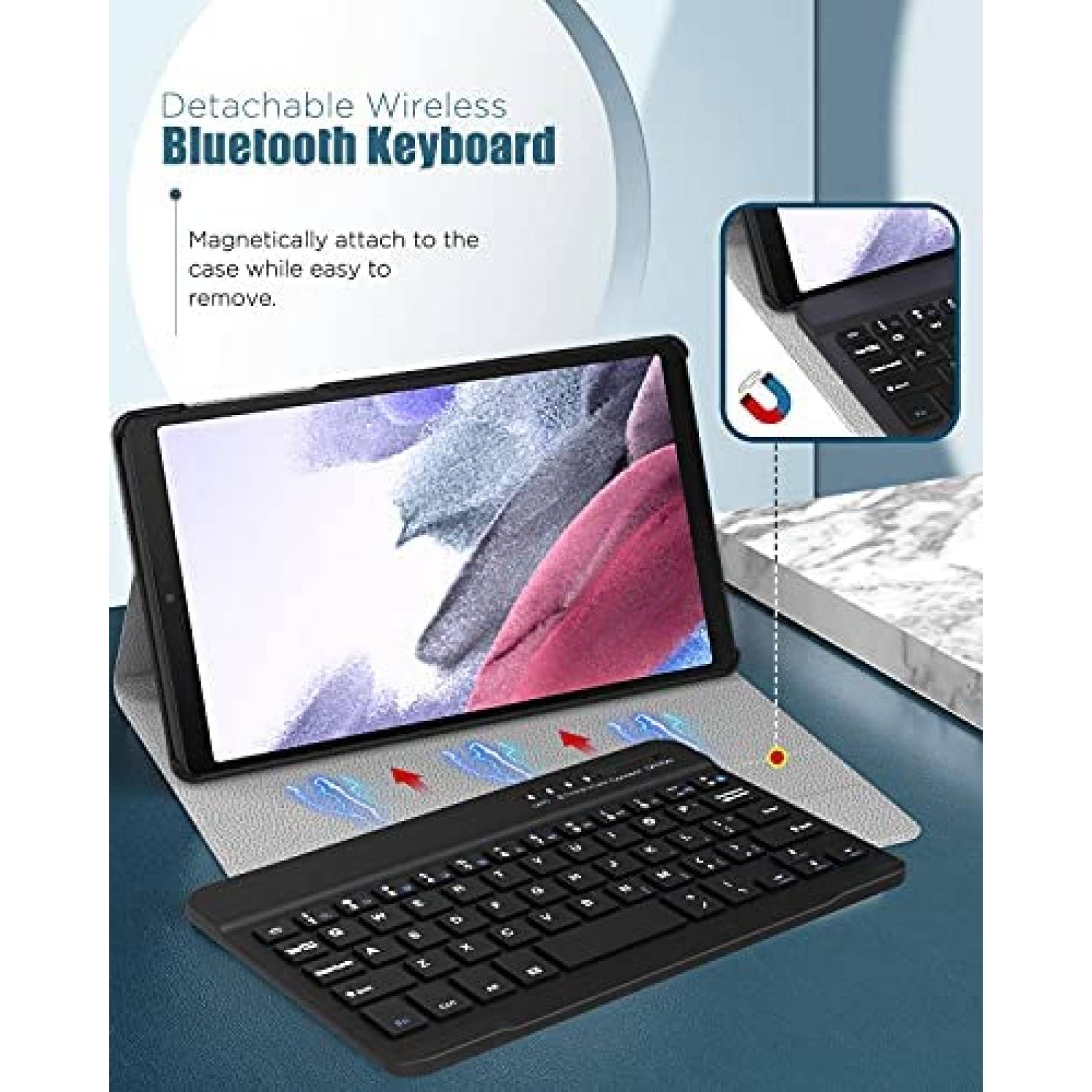 Funda MoKo con Teclado Bluetooth para Samsung Tab A7 -Blanco