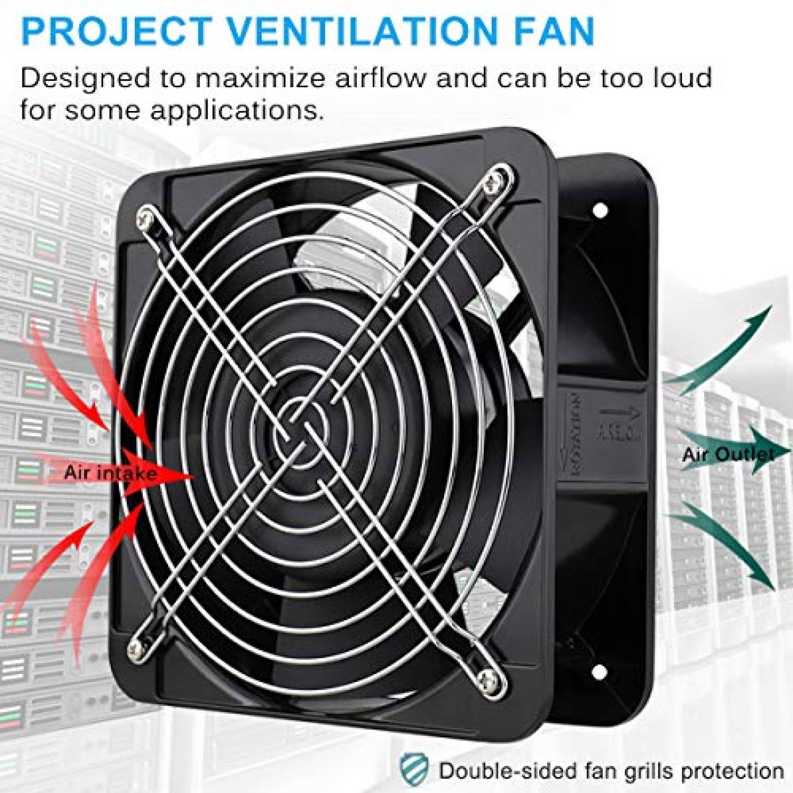 Ventilador para PC GDSTIME AXIAL 15050 150mm 120V -Negro