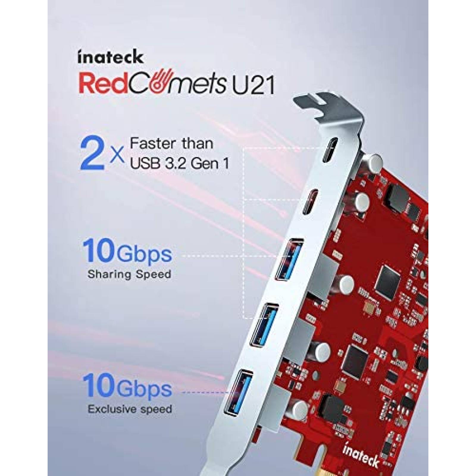 Tarjeta PCIe a USB 3.2 Gen 2 Inateck Inateck RedComets U21