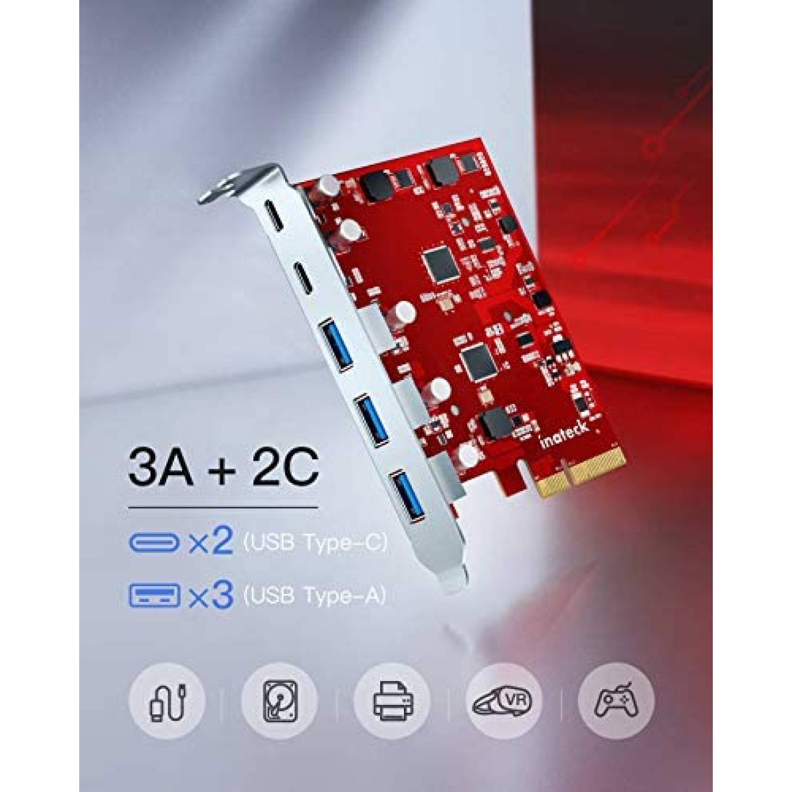 Tarjeta PCIe a USB 3.2 Gen 2 Inateck Inateck RedComets U21